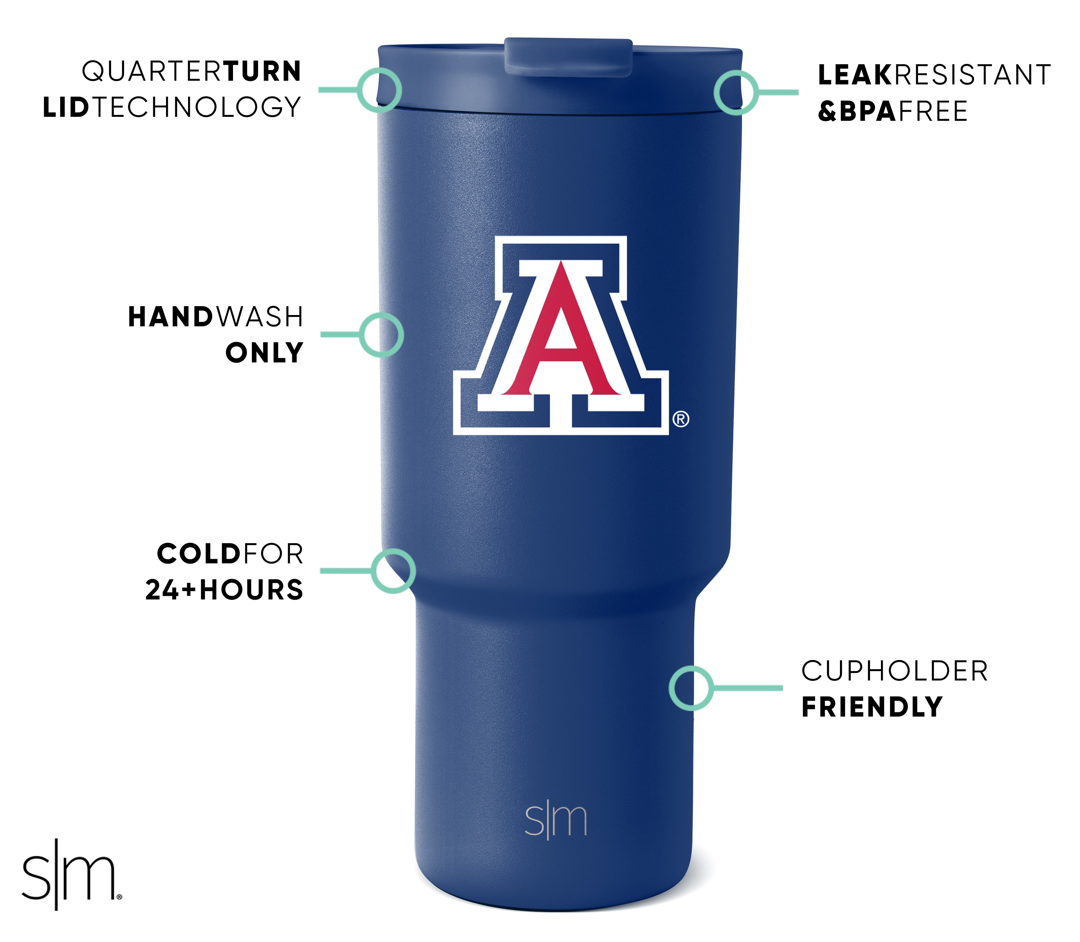 Collegiate Trek Tumbler - Insulated Stainless Steel Water Bottle with Lid & Straw - Perfect for College, Hiking, Travel & Outdoor Adventures