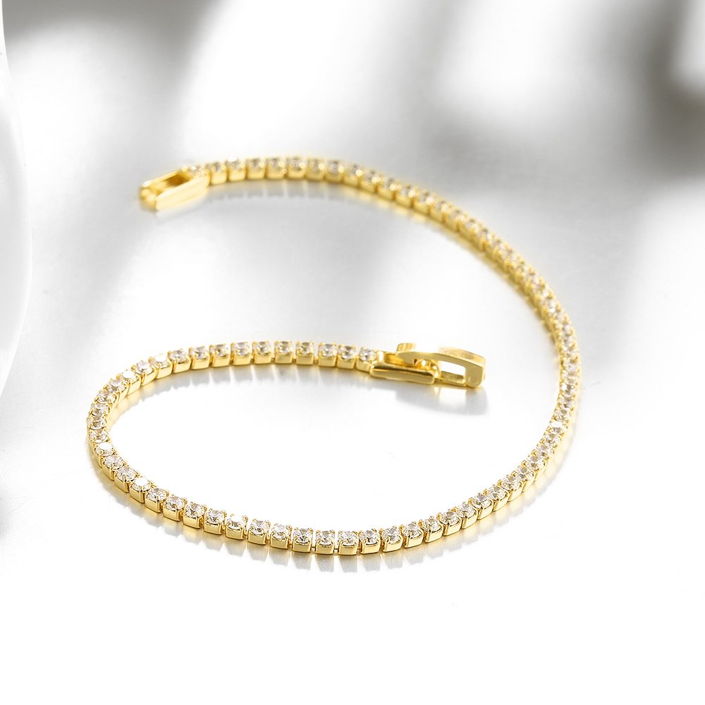 Sterling Silver or Gold-Plated Swarovski Zirconia Round-Cut Tennis Bracelet for Women - Elegant Jewelry Gift for Anniversary, Wedding & Special Occasions