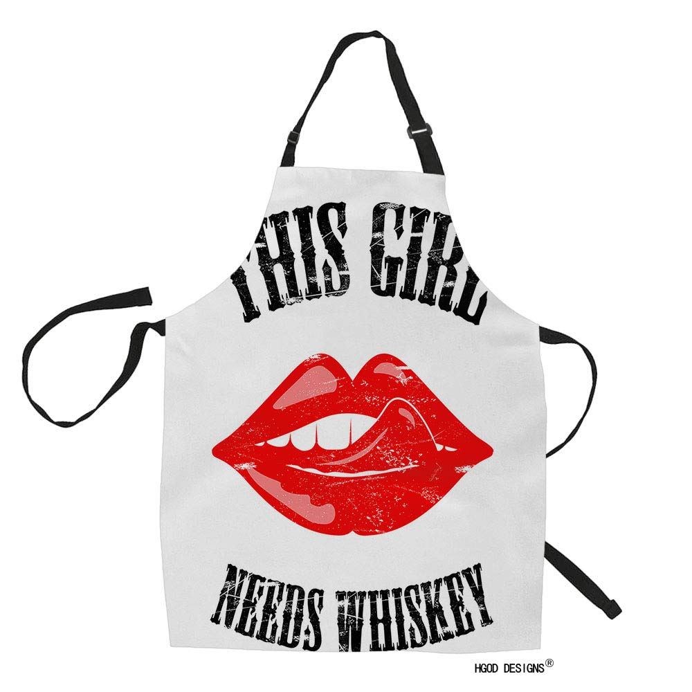 HGOD DESIGNS Funny Whiskey Quote Kitchen Apron - Adjustable Cooking & Gardening Bib for Women & Men - Perfect for Home, BBQ, and Cocktail Parties