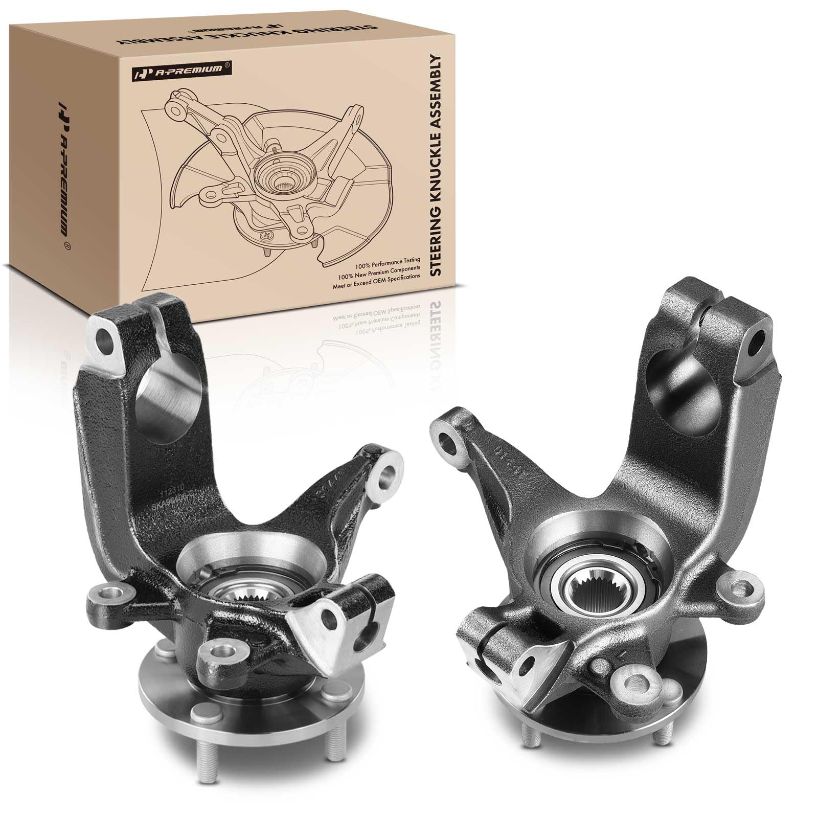 Premium 2-Pack Front Left & Right Steering Knuckle & Wheel Bearing Hub Assembly for 2006-2011 Ford Focus - 4-Lug Design, Driver & Passenger Side Replacement - Perfect for Smooth Steering & Wheel Alignment Repairs