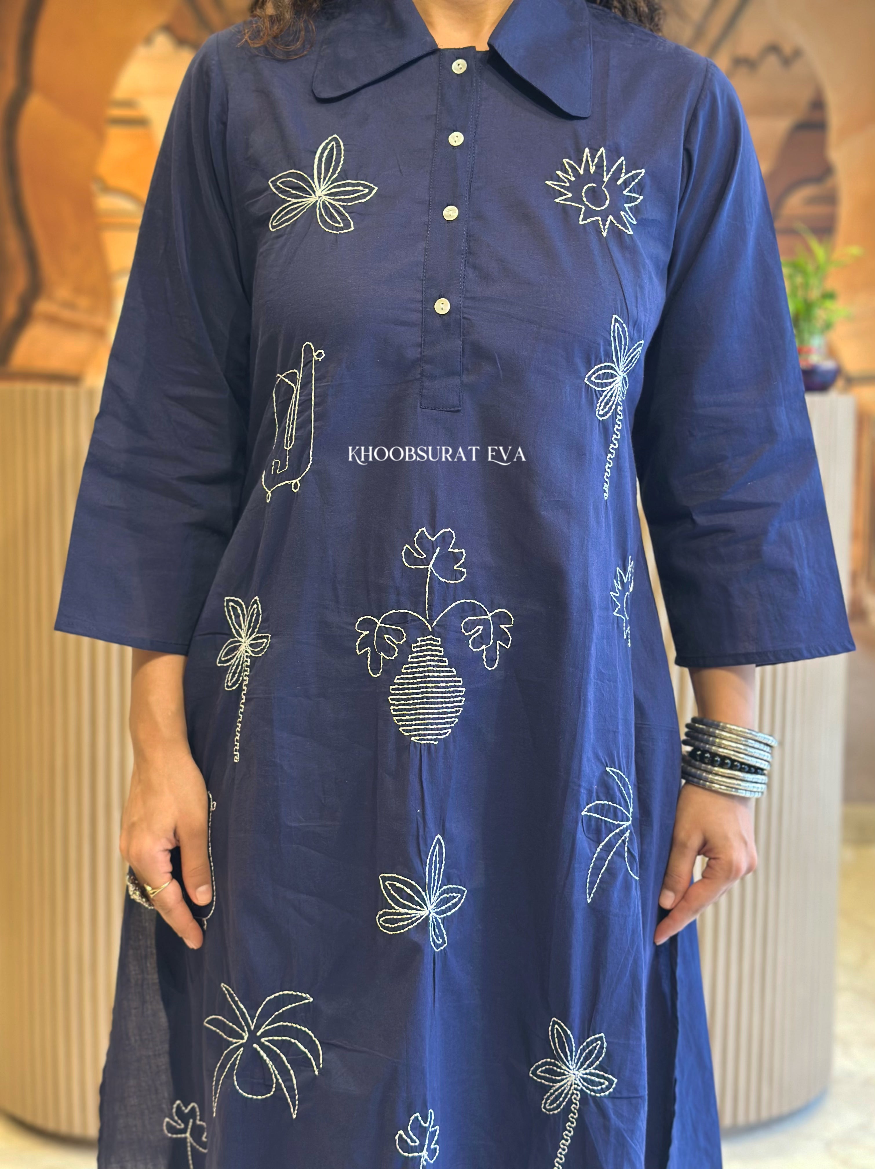 Lucid Dreaming Blue Kurta Set for Women - Stylish Indian Ethnic Wear for Festivals, Weddings & Casual Outings