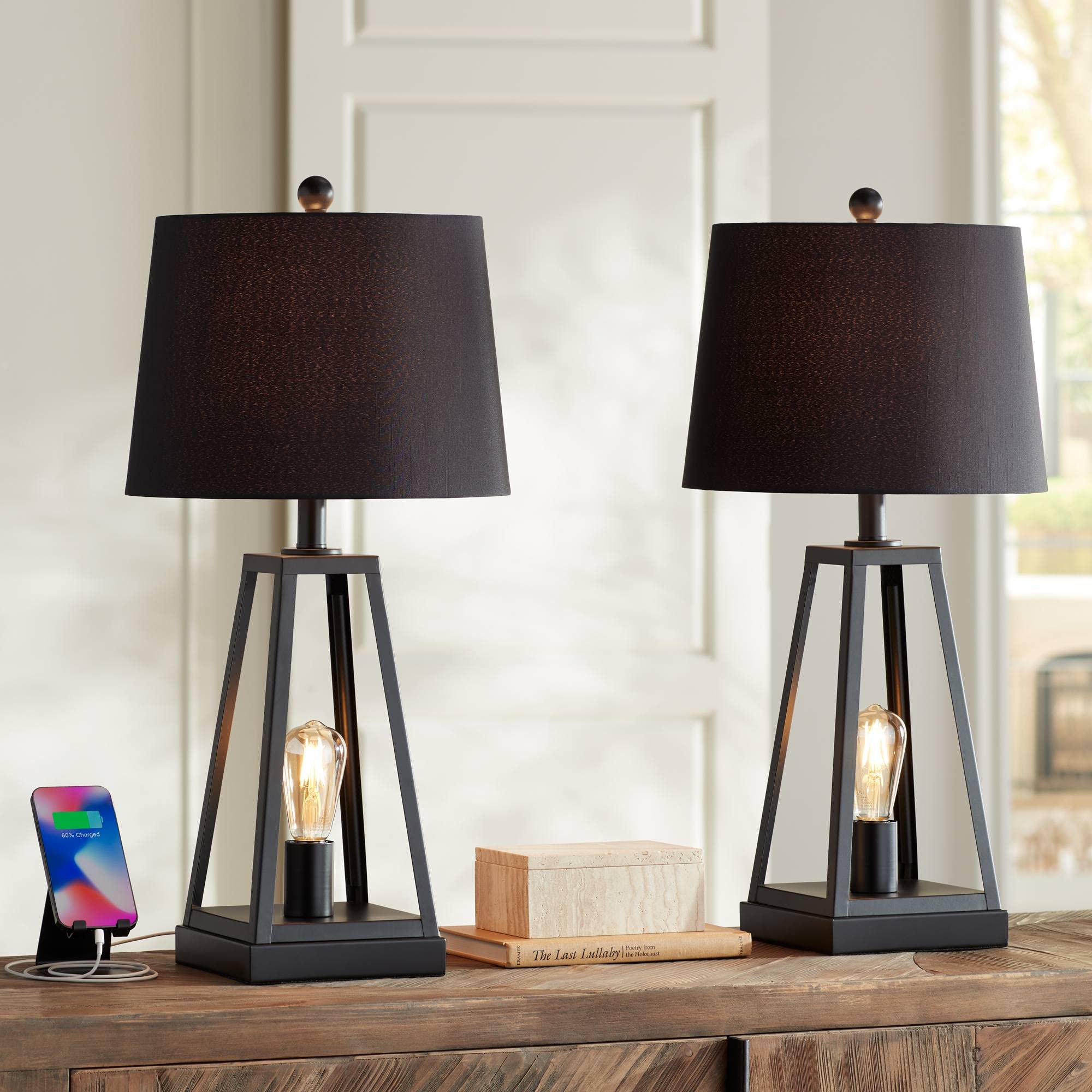 Industrial Farmhouse Table Lamps Set of 2 - 25.25