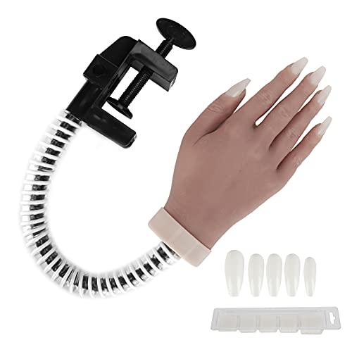 Professional Silicone Nail Art Practice Hand - Stable Mannequin Hand with Detachable False Nail Tips for Nail Technician Training, Salon Practice & Home DIY Manicures - Perfect for Beginners & Professionals