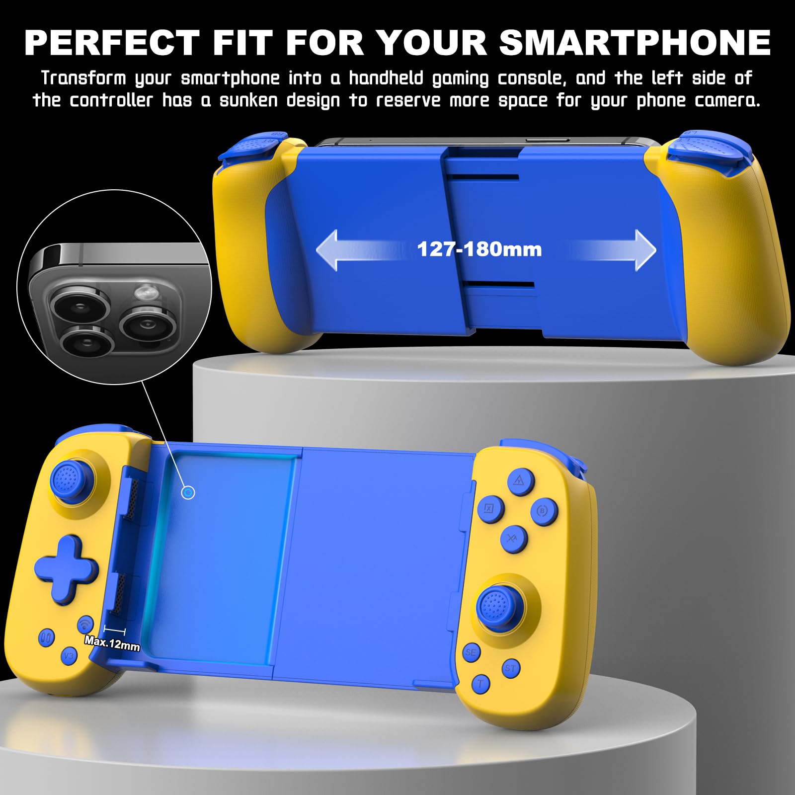 Joso Wireless Phone Controller for Android, iPhone & PC - Turbo Gamepad Compatible with Nintendo Switch, PS4, Xbox & Cloud Gaming | Perfect for Mobile Gaming, Remote Play & Console Streaming