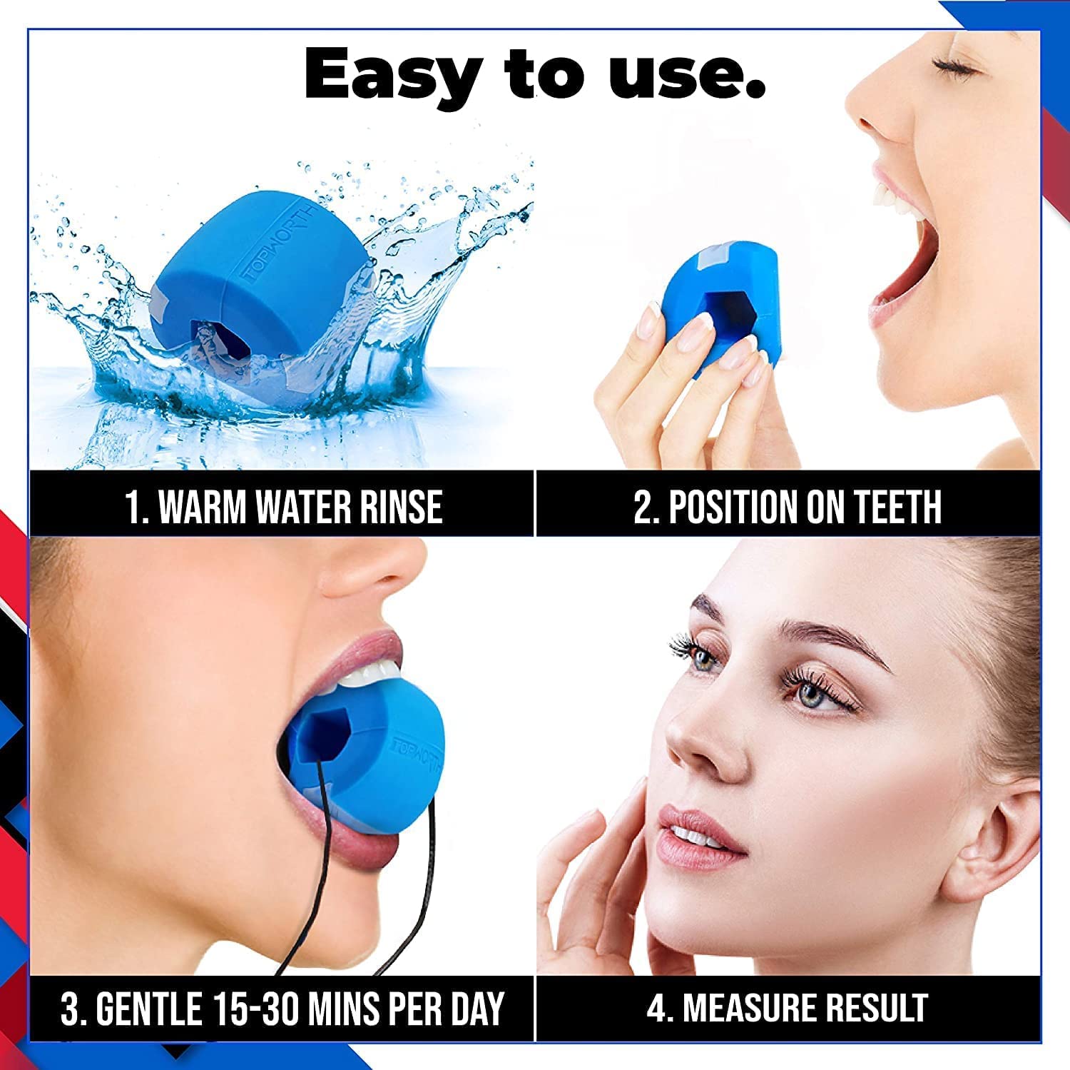 PECAPRO Jawline Exerciser & Ice Roller Combo - Facial Toning Tool for Men & Women - Double Chin Reducer & Skin Tightening - Perfect for Home Gym & Skincare Routine (2-Piece Set)