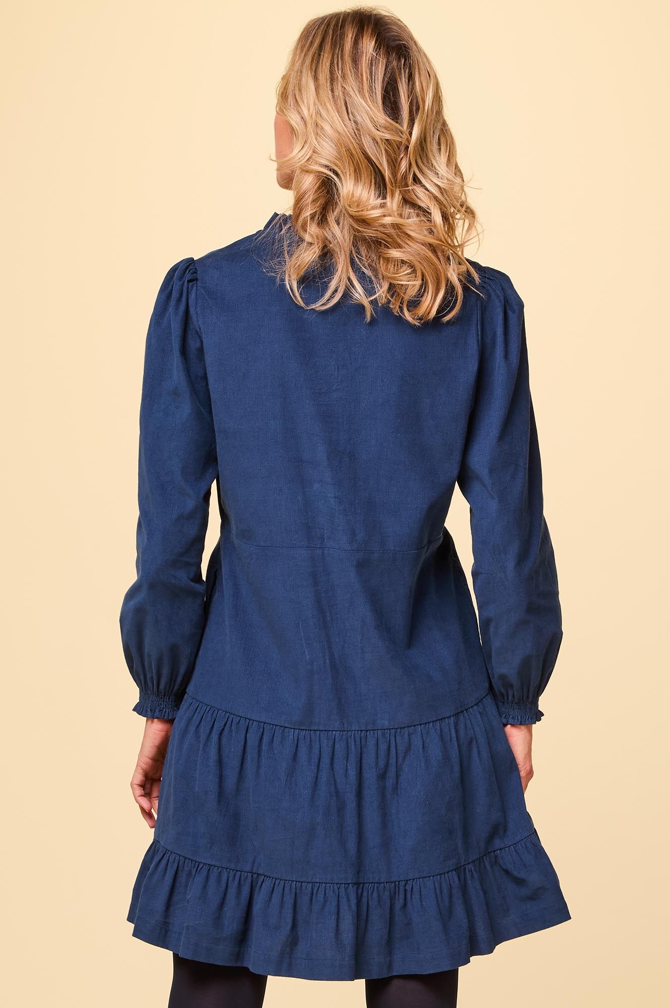 Stylish Women's Corduroy Mini Dress in Navy Blue | Casual Fall Outfit for Brunch, Dates & Shopping
