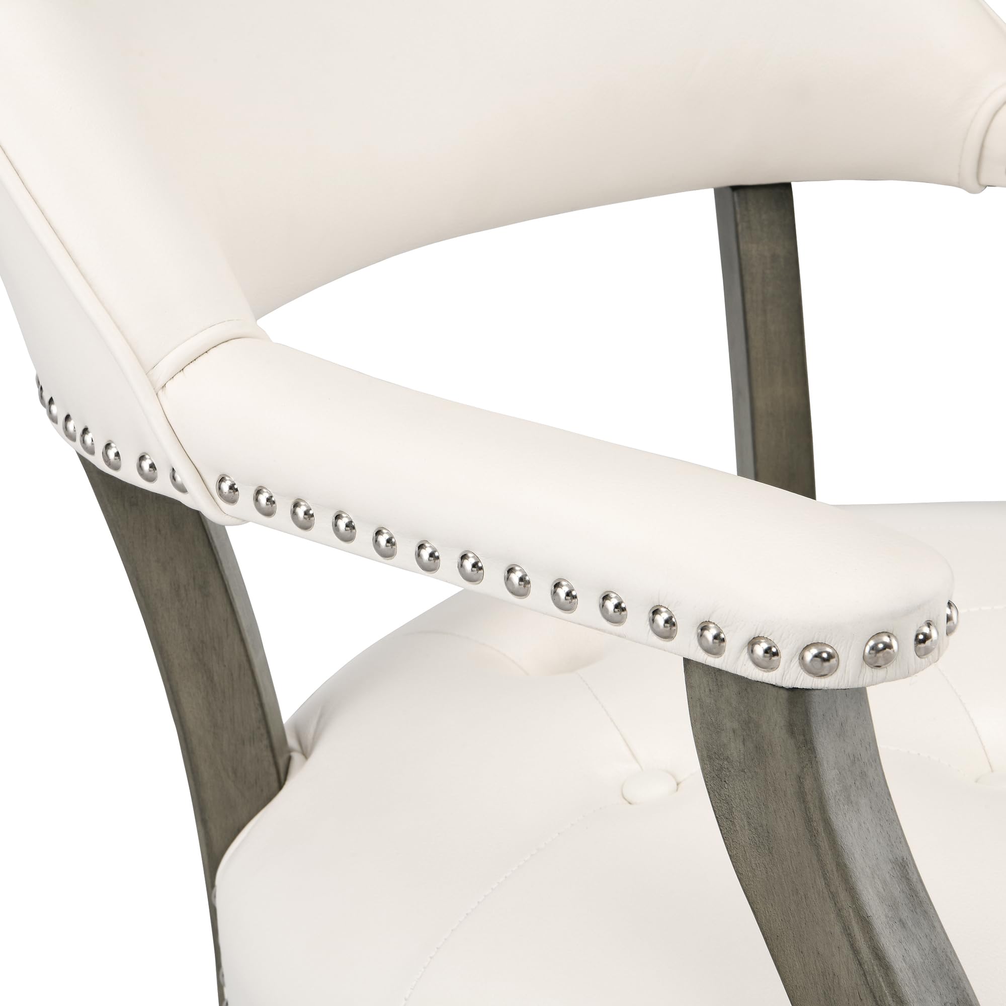 4-Pack Rolling Dining Chairs with Casters - Curved Backrest Captain's Chairs with Smooth Rollers for Kitchen, Office & Game Room - Antique Grey & Ivory White - Perfect for Dining, Poker Nights & Home Office Use