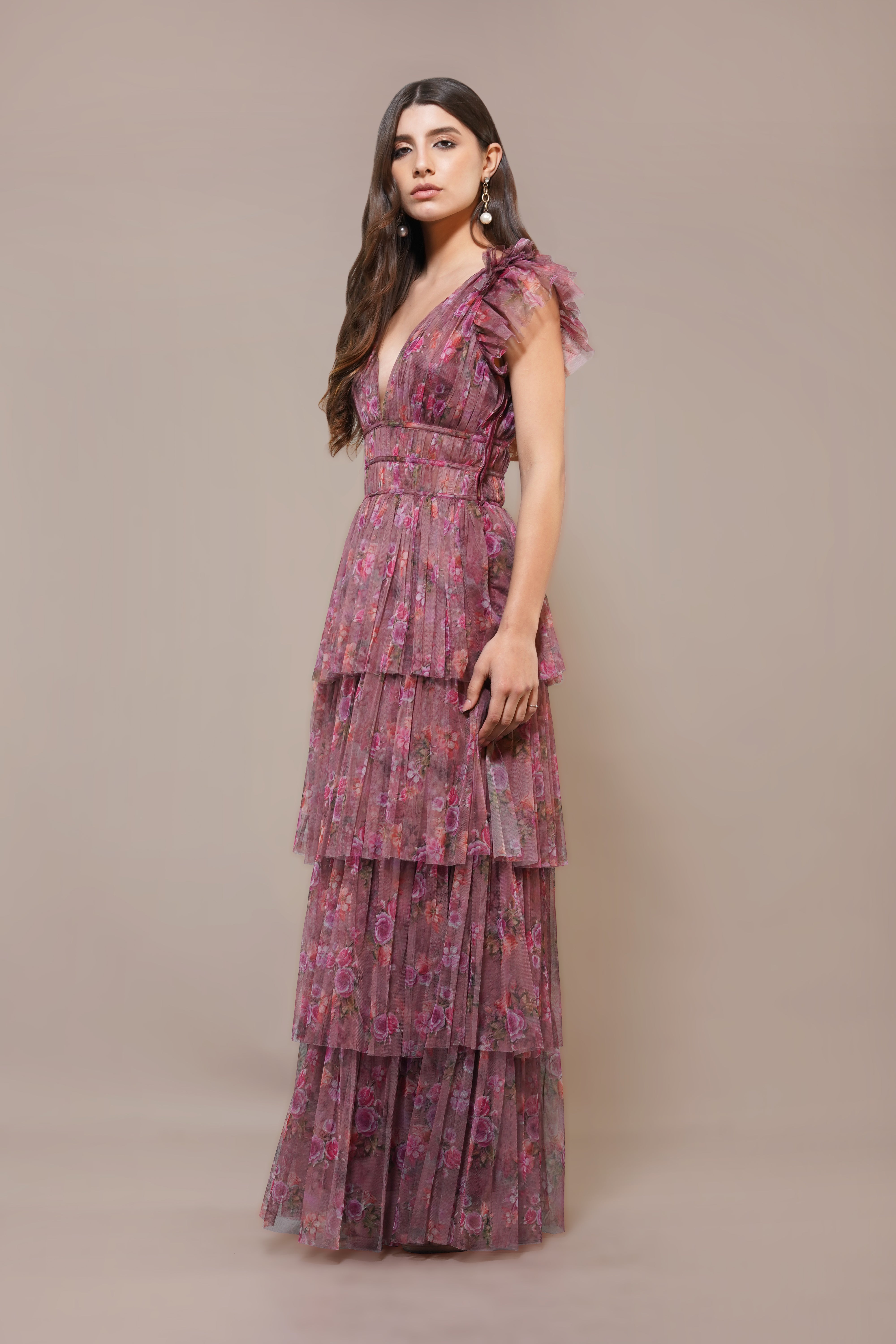 Naomi Maxi Dress - Elegant Purple Floral Print Women's Long Dress for Summer, Beach, and Special Occasions