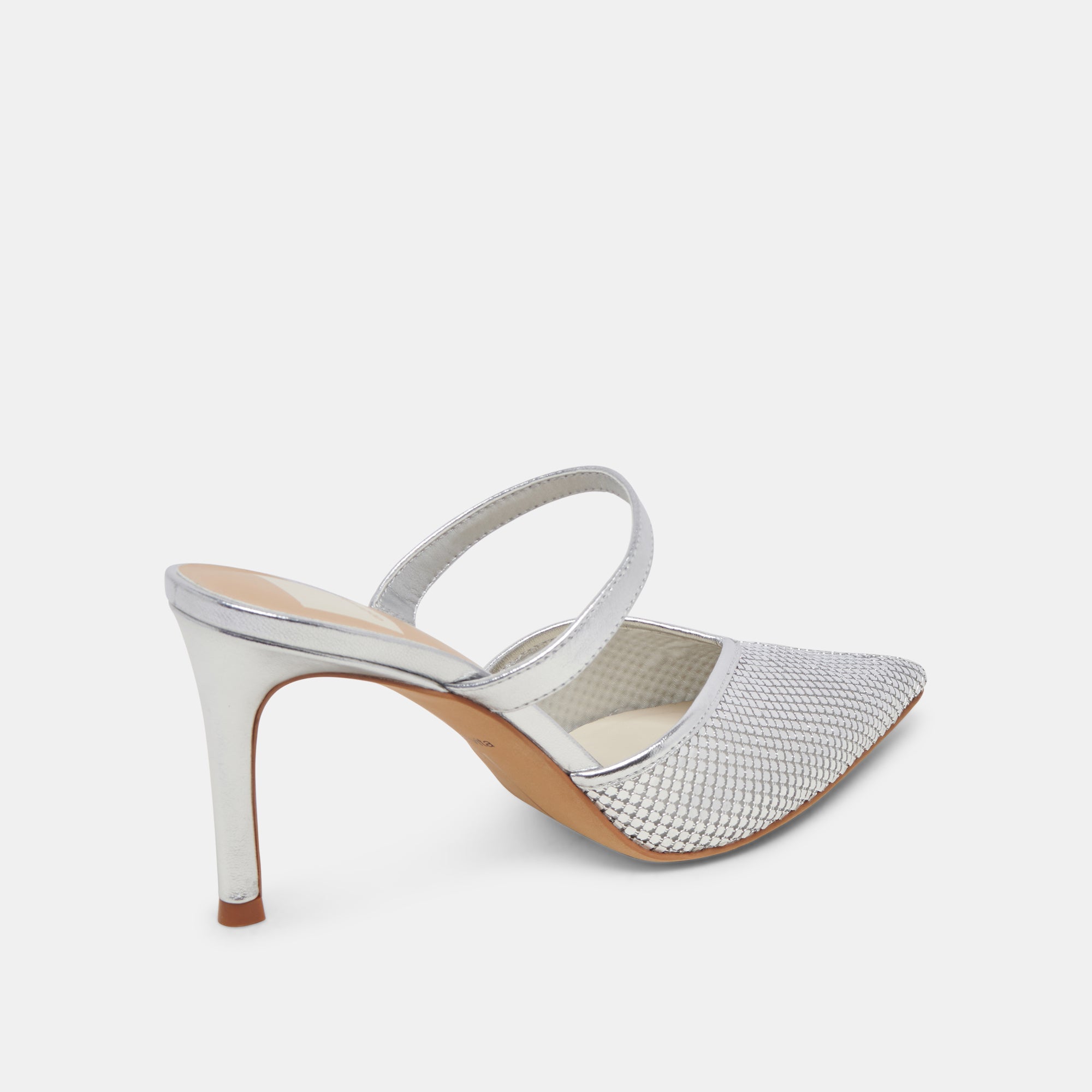 KANIKA Silver Metallic Mesh Heels for Women - Elegant High Heel Sandals for Parties, Weddings & Evening Events