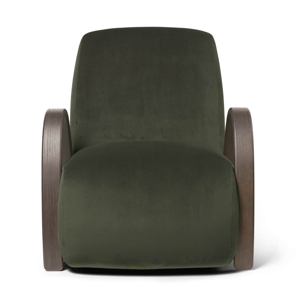 FERM LIVING Buur Lounge Chair - Rich Velvet Upholstery, Pine Wood Frame - Modern Scandinavian Living Room Furniture for Cozy Reading Nook & Lounge Areas