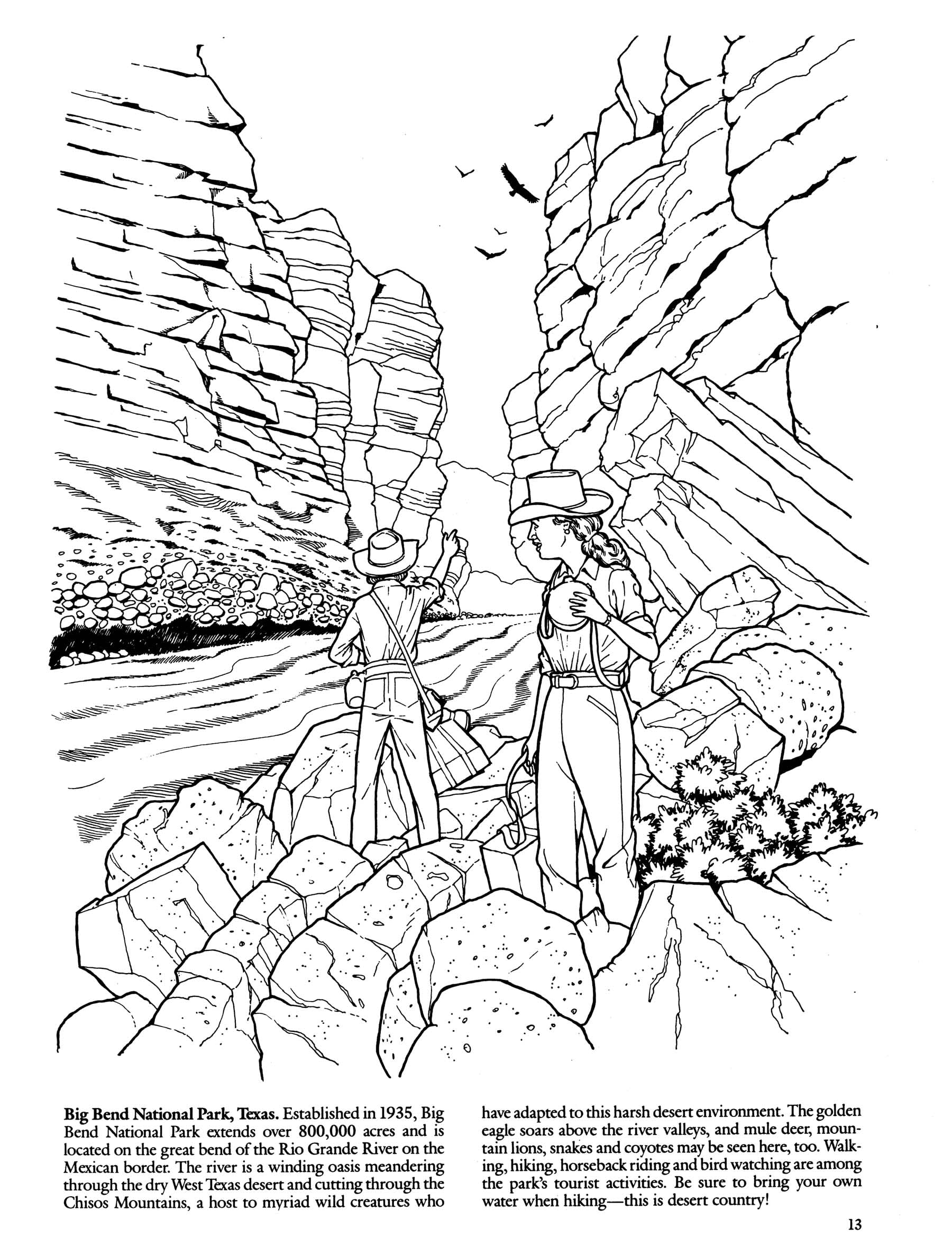 **National Parks Coloring Book for Adults & Kids - Dover Nature Coloring Book with Scenic Landscapes, Wildlife & Plants - Perfect for Relaxation, Travel & Education**