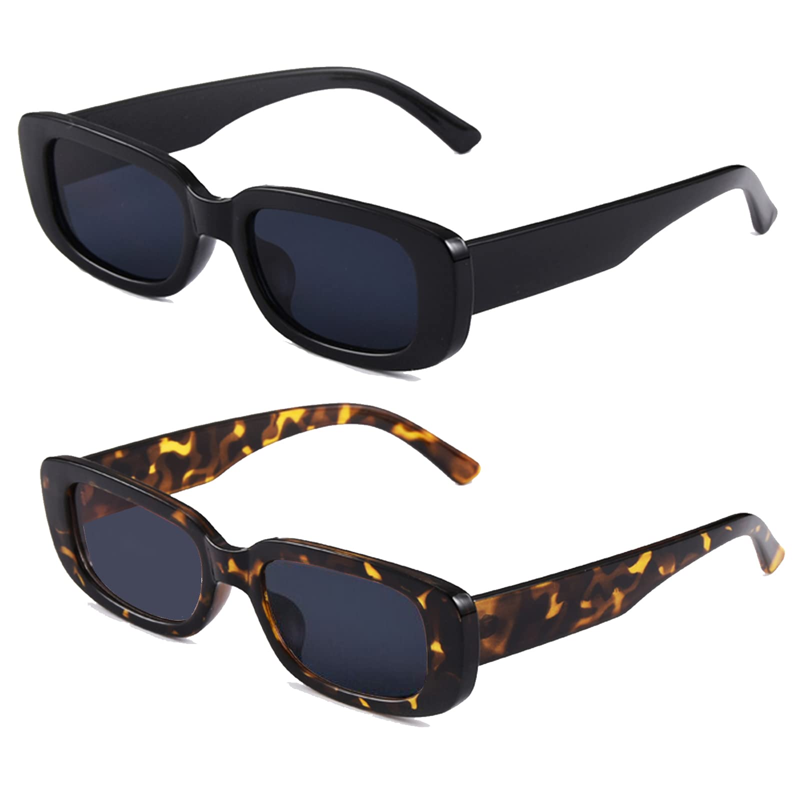 DUMOK Retro Rectangle Sunglasses for Women & Men - Vintage 90s Chunky Frame UV Protection - Perfect for Beach, Driving, and Fashion Outfits