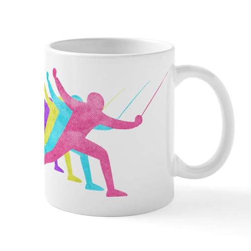 White - Fencing. 80S Rainbow Colors. Mugs