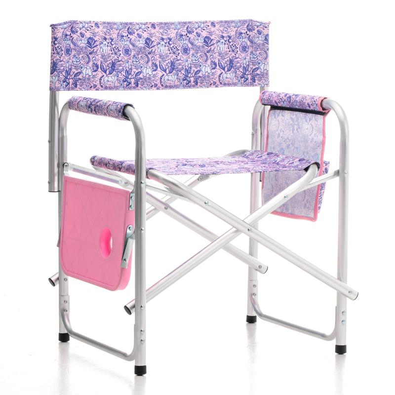 Tauro Pro Line Folding Chair with Table - Lightweight Aluminum Frame, Unique Pink Design for Outdoor, Camping, Picnics & Events