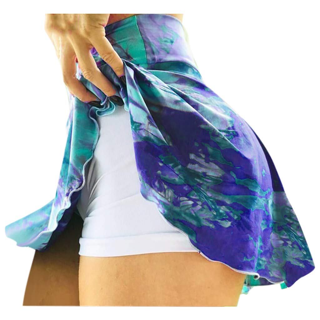 Fankle Women's Tie Dye Tennis Skort with Pockets - Active Pleated Skirt for Running, Golf, Yoga & Workout - Comfortable Athletic Skort for Sports & Casual Wear