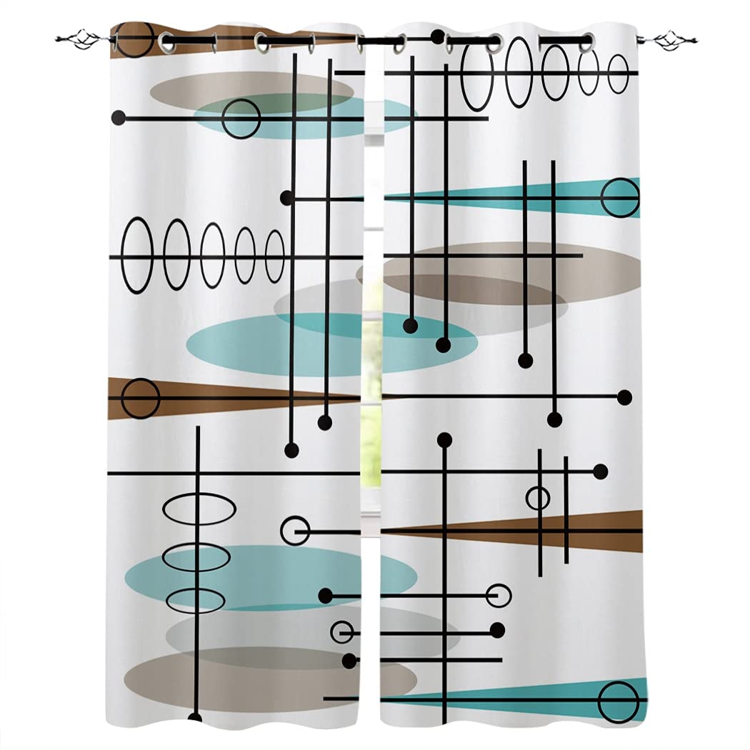 YUANCHENG Ellipse Line Circle Straight Line Cross Modern Home Curtains - Elegant Window Treatments for Living Room & Bedroom | Blackout Drapes for Privacy & Light Control