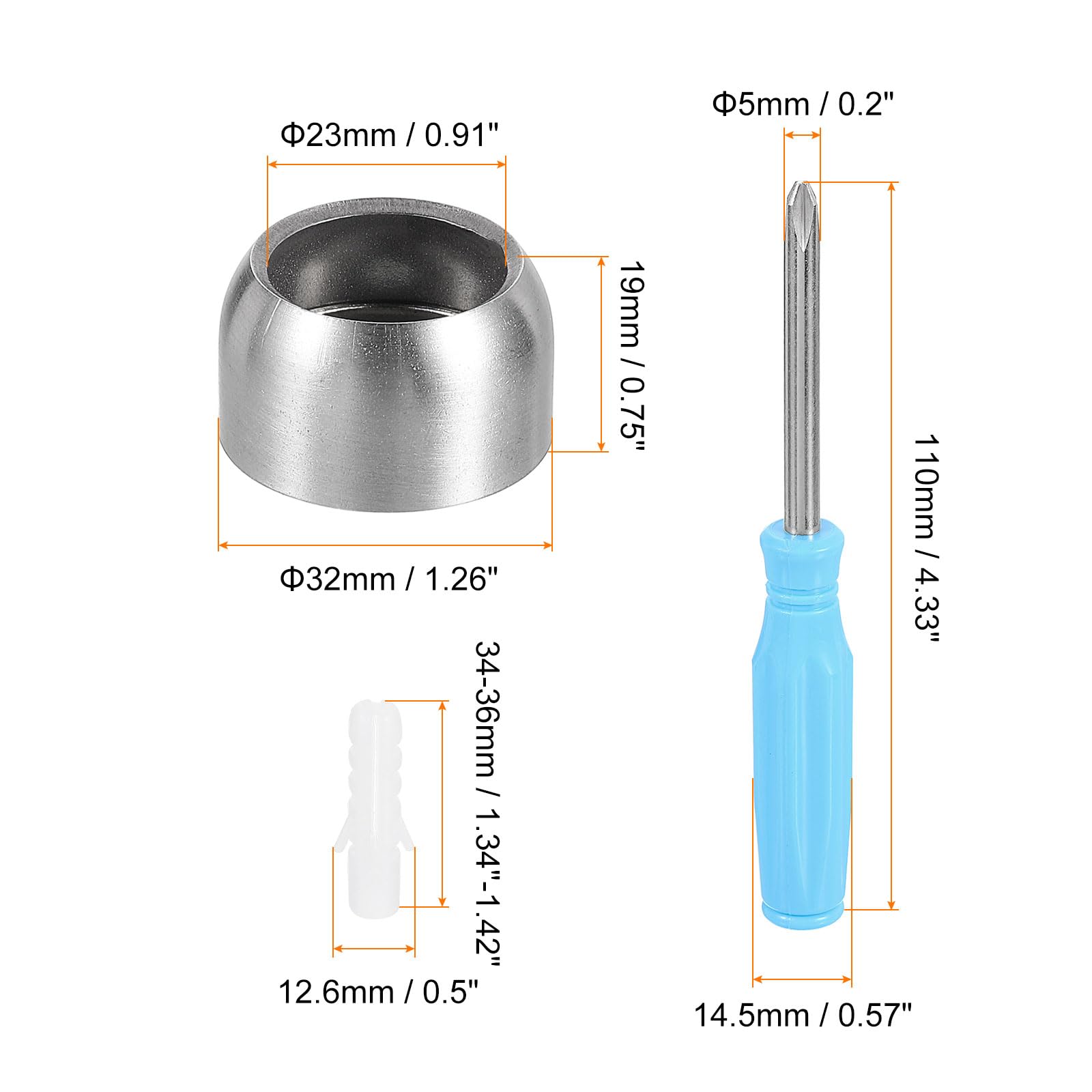 HARFINGTON 4-Pack Stainless Steel Closet Rod Holder Set - 0.91