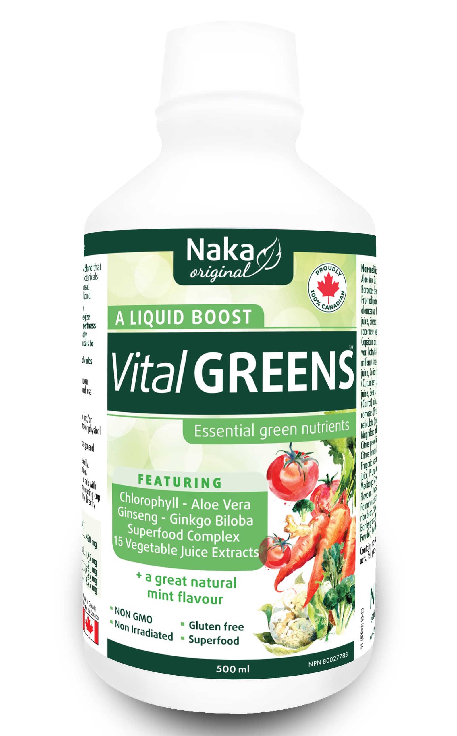 NAKA Herbs & Vitamins RSO Vital Greens Superfood Supplement - 450ml Bottle for Detox, Energy Boost & Immune Support - Perfect for Smoothies, Juices & Daily Wellness Routine
