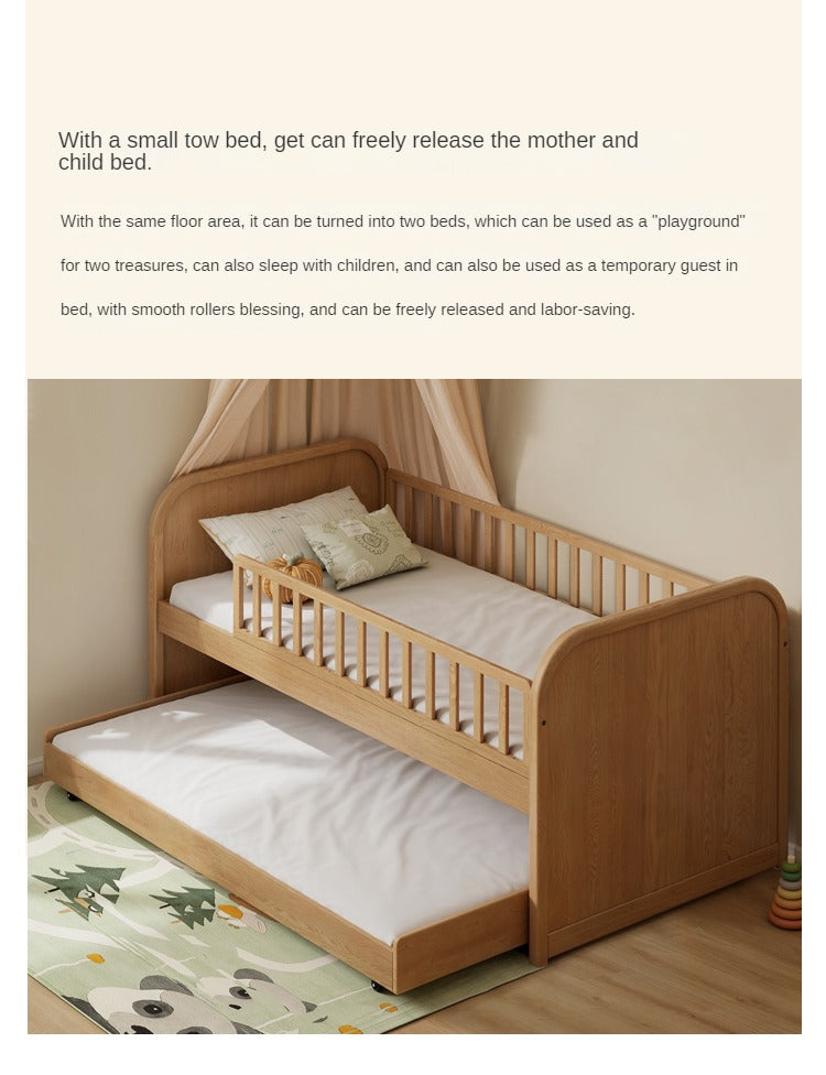 Solid Oak Wood Multi-Function Storage Bed with Wide Underbed Drawers - Perfect for Bedroom Organization & Small Space Living
