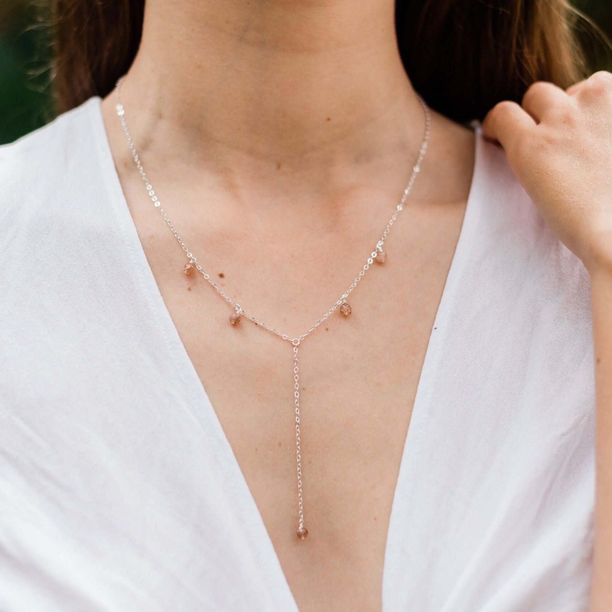 Sunstone Boho Lariat Necklace - Handmade Bohemian Layering Jewelry for Women | Perfect for Festivals, Weddings & Everyday Boho Chic Style
