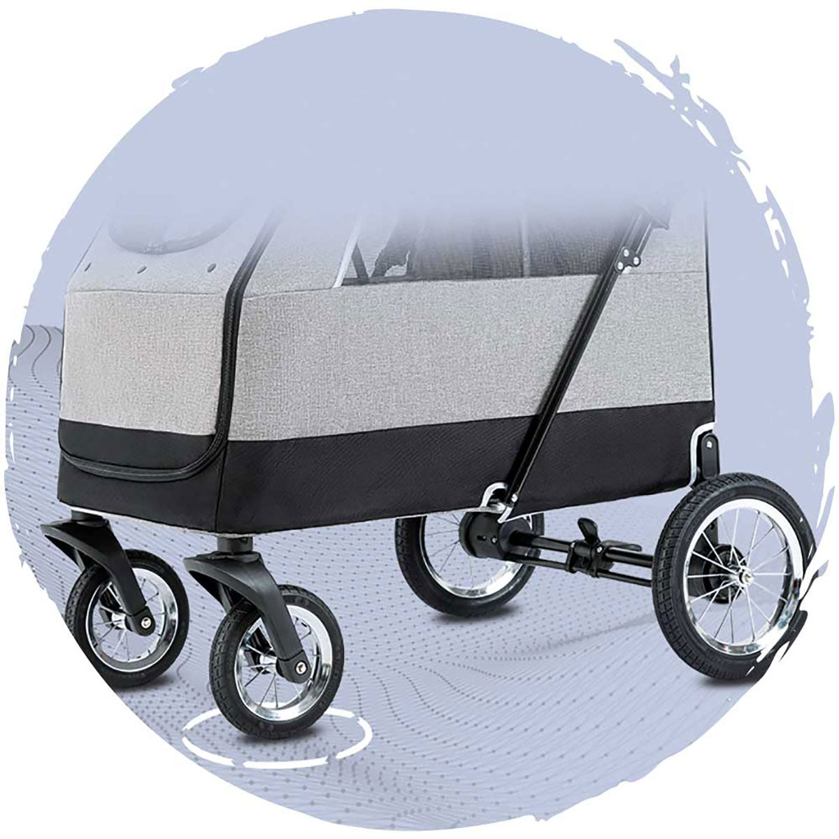 BELLO Detachable Large Dog Stroller with 4-Wheel Swivel & Foldable Design - Heavy Duty Pet Carrier (Max Load 55kg/121lbs) - Perfect for Outdoor Walks, Shopping & Vet Visits