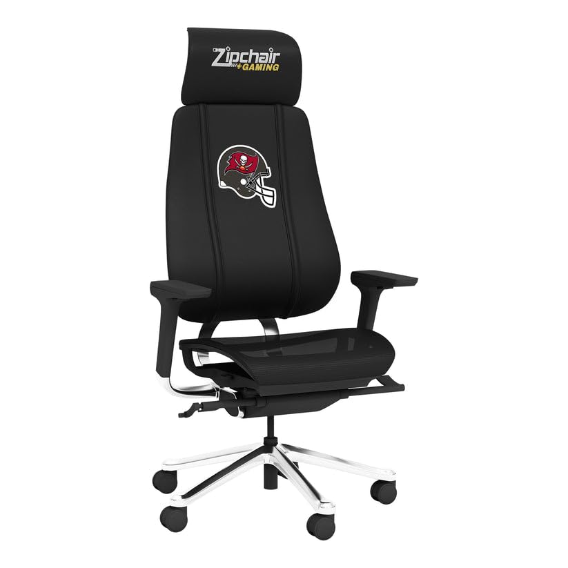 PhantomX Black Mesh Gaming Chair with Tampa Bay Buccaneers Helmet Logo - Ergonomic Office & Esports Chair for PC Gaming, Streaming, and Home Theater Comfort