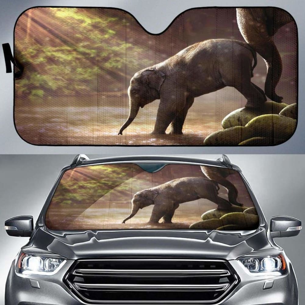 Baby Elephant Car Sun Shade 104020 - Cute & Durable UV Protection for Windshield - Perfect for Summer Driving & Baby Safety