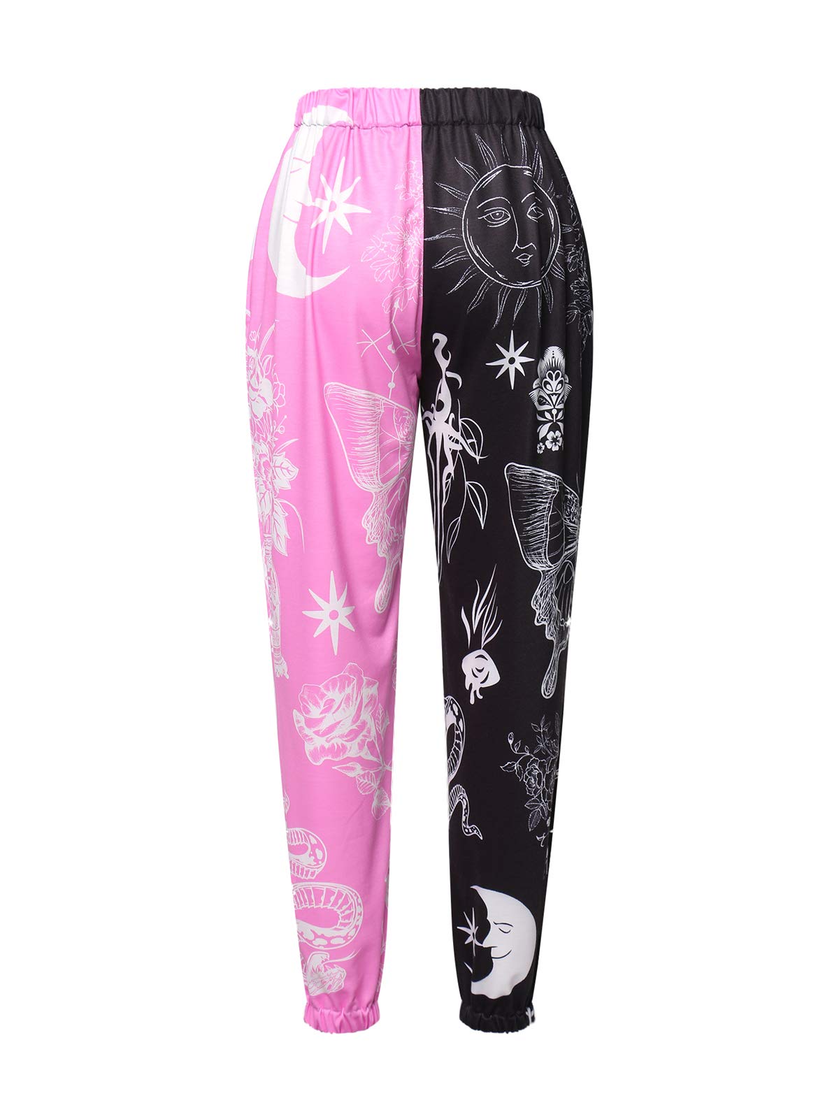 Women's High Waist Printed Baggy Sweatpants with Pockets - Athletic Joggers & Lounge Pants in Contrast Colors | Perfect for Yoga, Running, Gym & Casual Wear