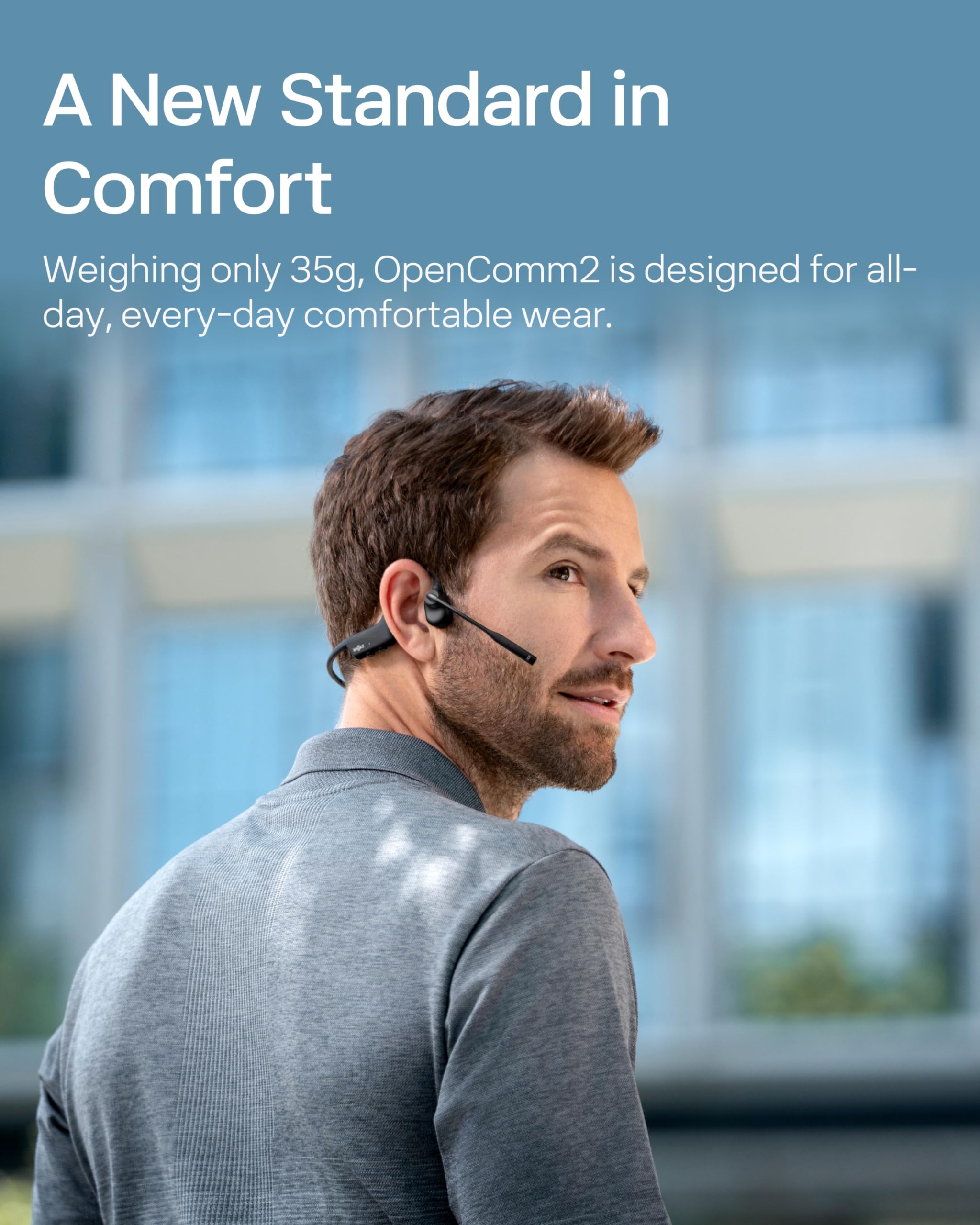 OpenComm2 UC 2025 Upgrade - Open-Ear Wireless Computer Headset with Boom Mic, Bone Conduction Bluetooth Stereo Headphones, USB-C Dongle for PC & Mac (Zoom Certified - C120 UC) - Perfect for Remote Work, Video Conferencing & Online Gaming