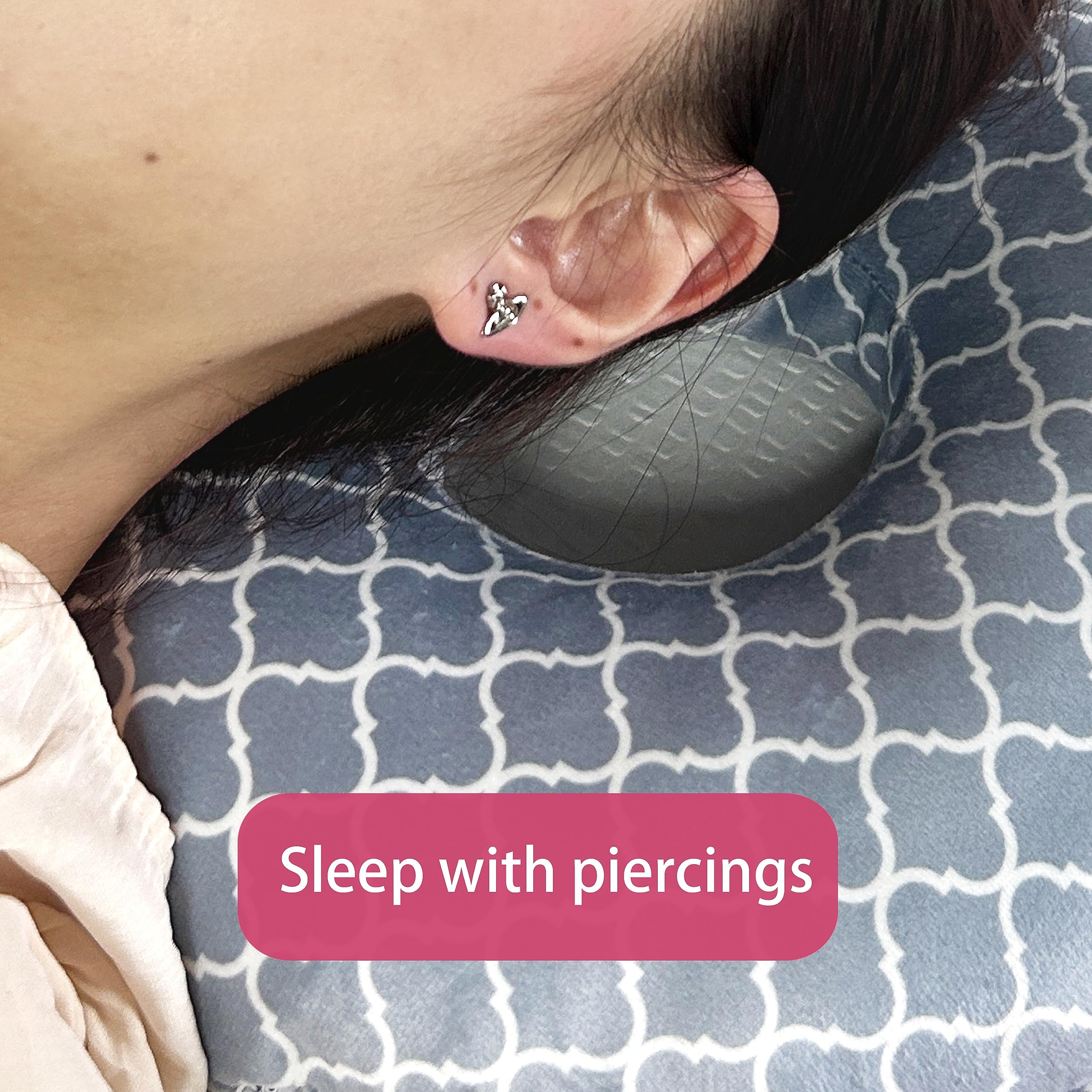 **Ear Piercing Pillow for Side Sleepers – Donut Pillow with Hole for Ear Pain Relief & Pressure Sores – Comfortable Sleeping Pillow for Adults – Perfect for Post-Ear Surgery, Tinnitus & Side Sleepers**