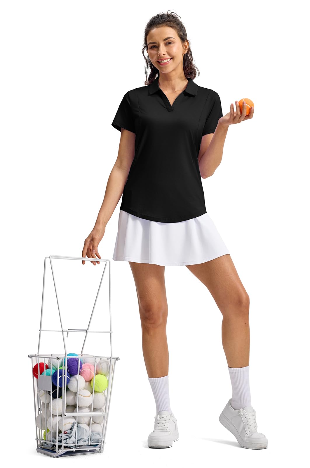 YSENTO Women's UPF 50+ V-Neck Collared Polo Shirt - Moisture Wicking Dry Fit Golf & Tennis Top for Outdoor Sports & Casual Wear