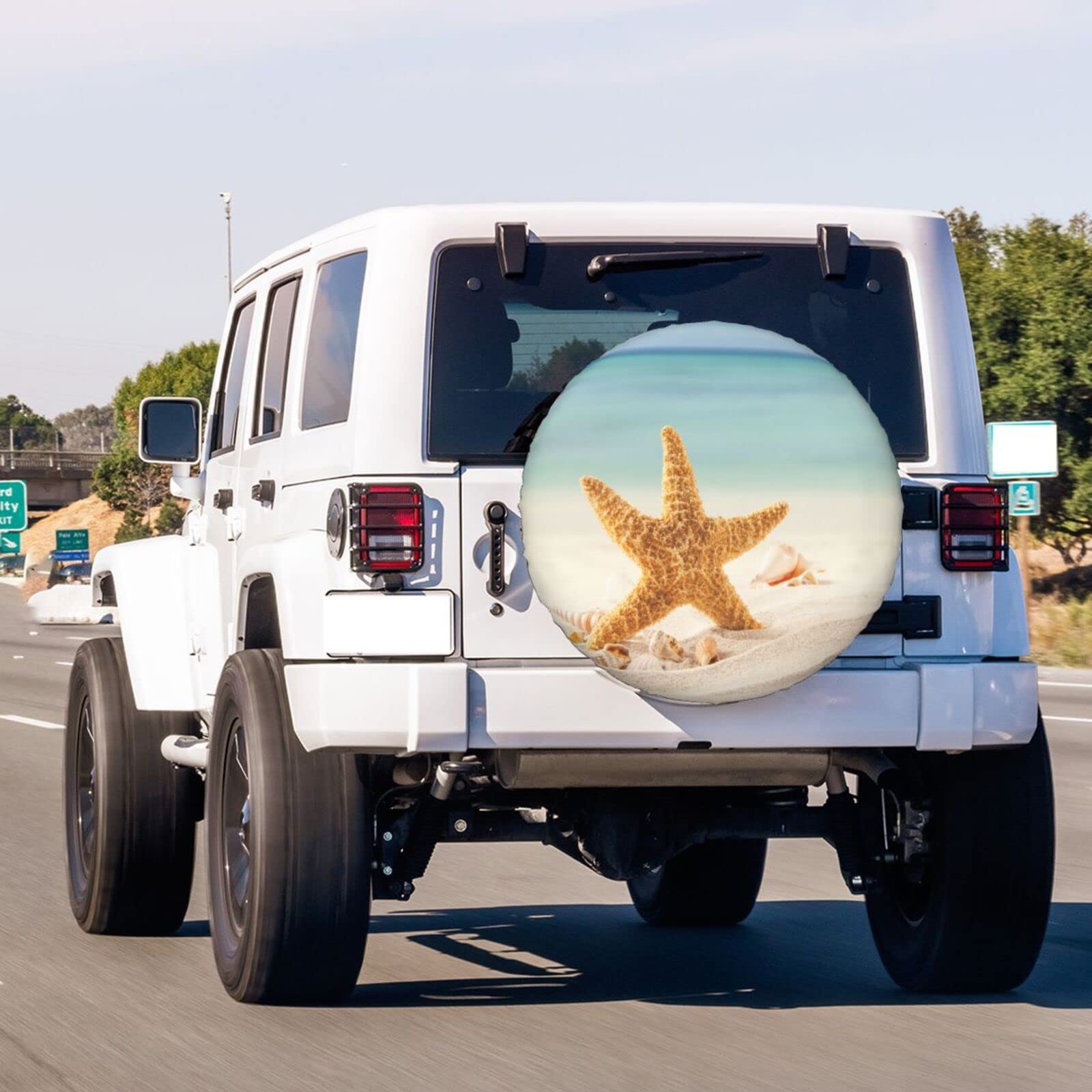 17 Inch Waterproof Beach-Themed Spare Tire Cover for Trailers, RVs & SUVs - Tropical Sea Design with UV Protection | Perfect for Road Trips, Camping & Outdoor Adventures