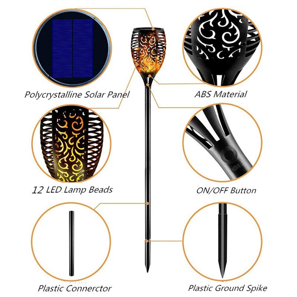 2 Pack Solar Outdoor Torch Lights - 33 LED Flickering Flame Effect, Waterproof Landscape Lighting with Auto On/Off for Garden, Patio, Pathway, Yard Decoration - Perfect for Backyard Parties & Evening Ambiance