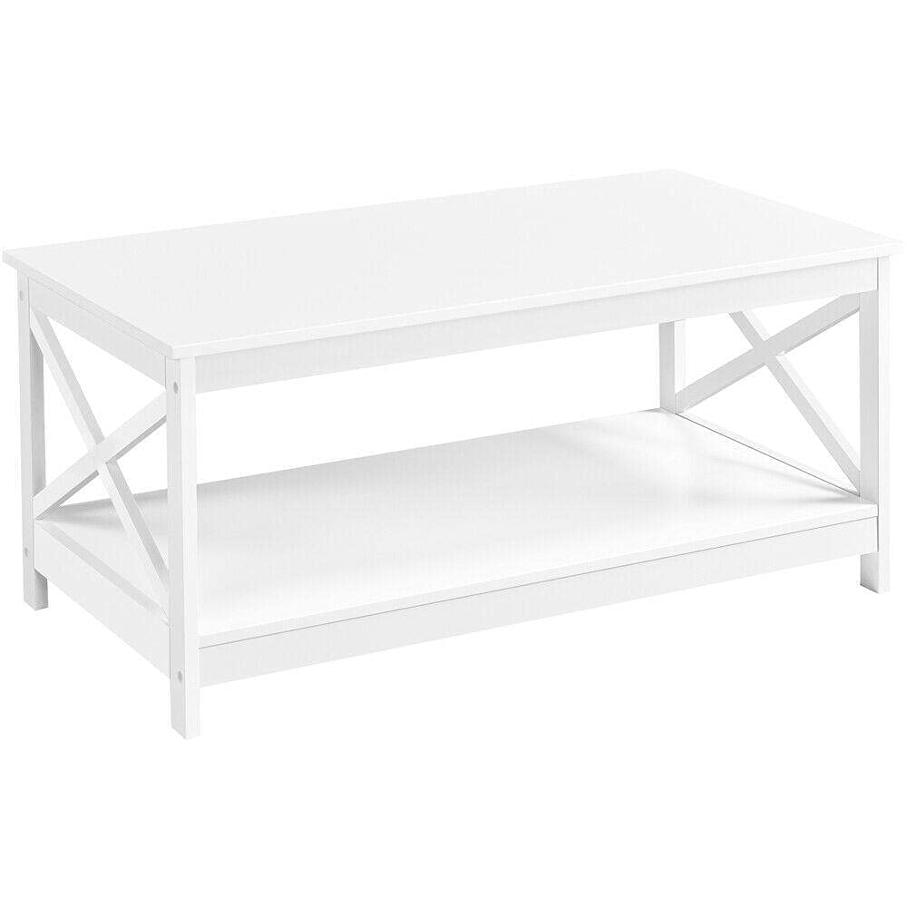 Modern Wood Coffee Table with Open Storage Shelf - Multi-Functional Home & Office Desk for Computer Work, Gaming, Study - Perfect for Living Room, Bedroom, Home Office & Small Spaces