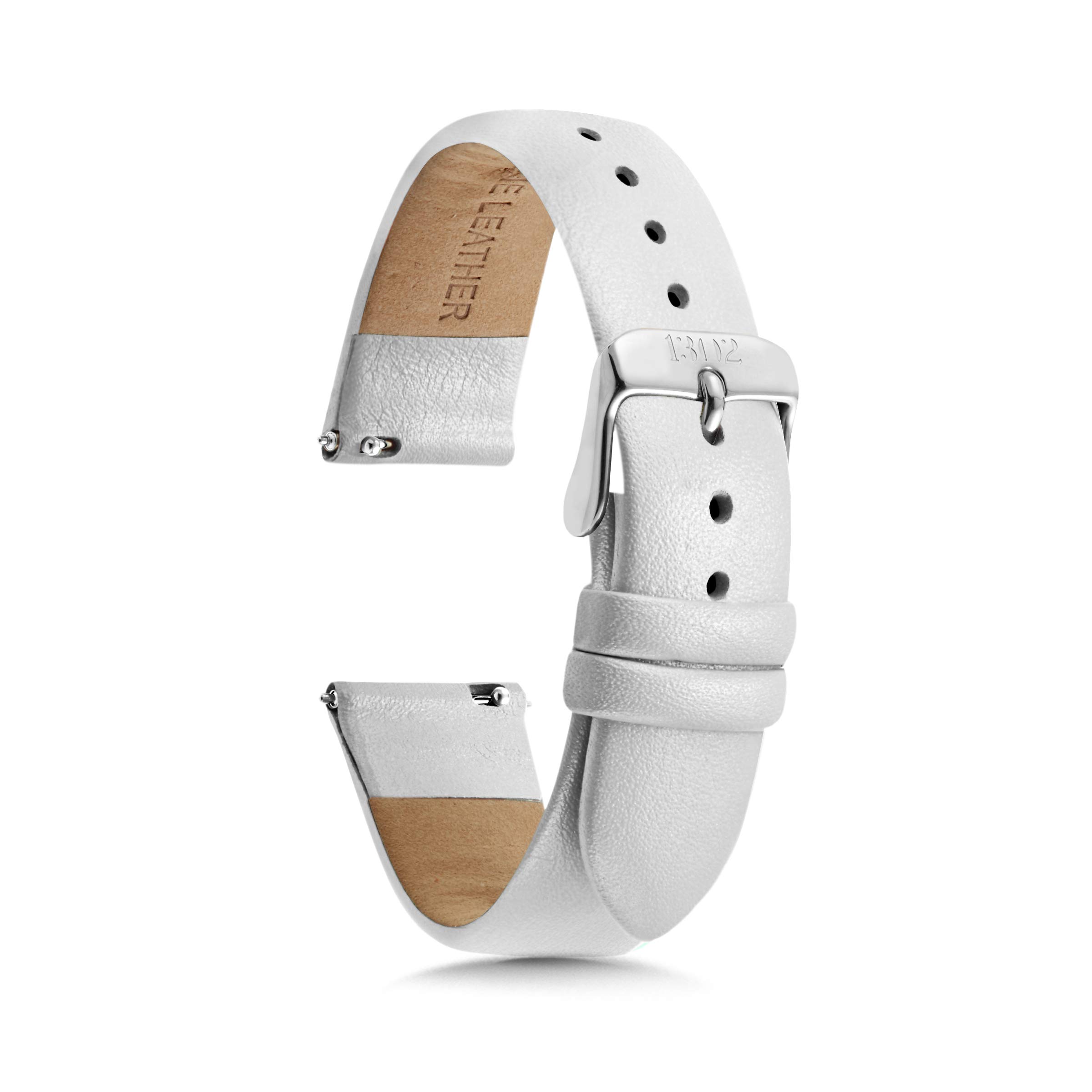 Black Leather Watch Band 18mm 20mm 22mm - Quick Release Interchangeable Strap for Men & Women