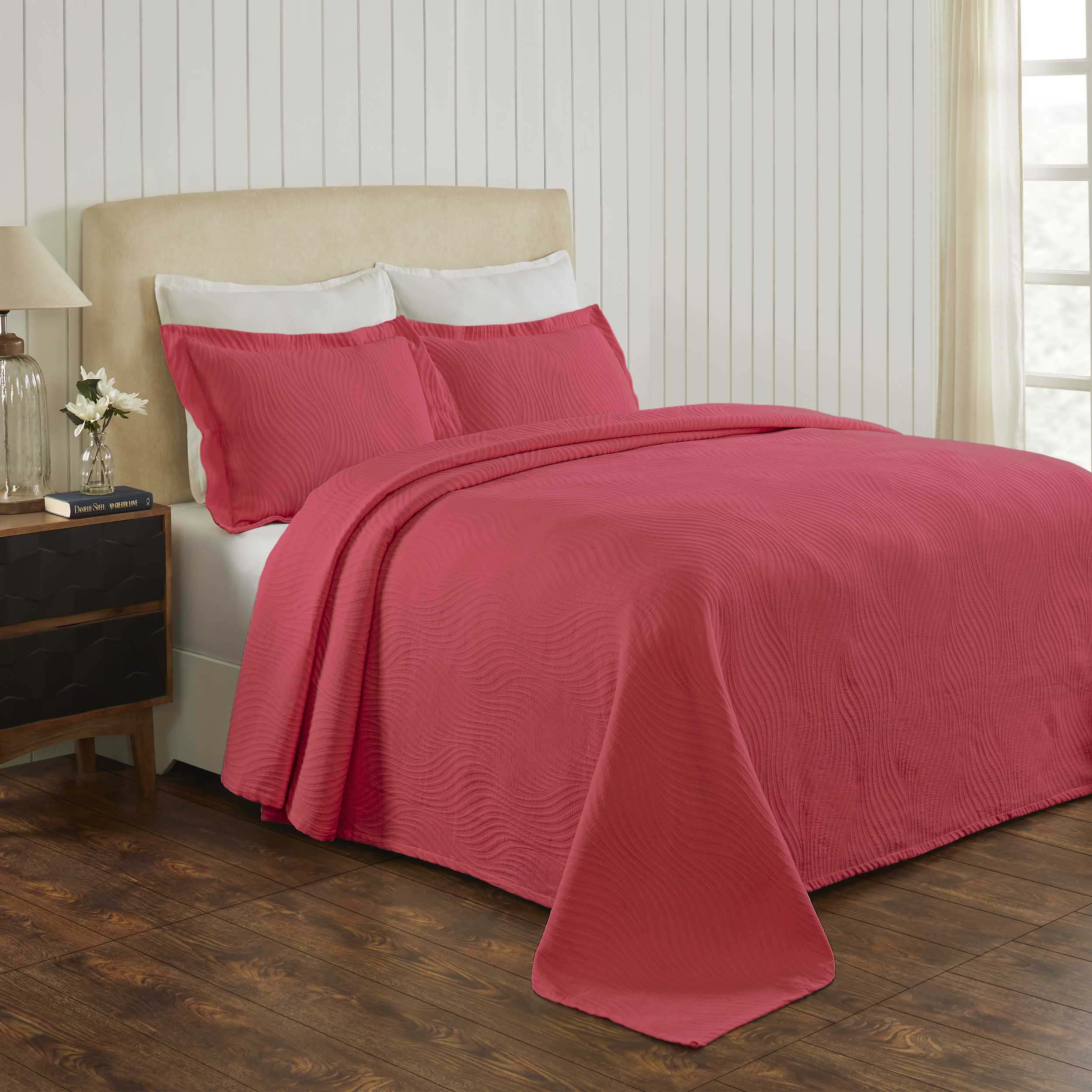 Luxury Cascade Cotton Jacquard Matelassé 3-Piece Bedspread Set - Queen Size Bedding with Elegant Textured Design for Master Bedroom & Guest Room Decor