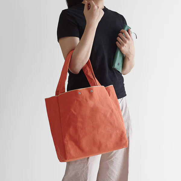 Kurashiki Hampu Canvas Tote Bag - Medium Size Indigo Blue Japanese Cotton Tote | Durable & Stylish for Shopping, Travel & Daily Use