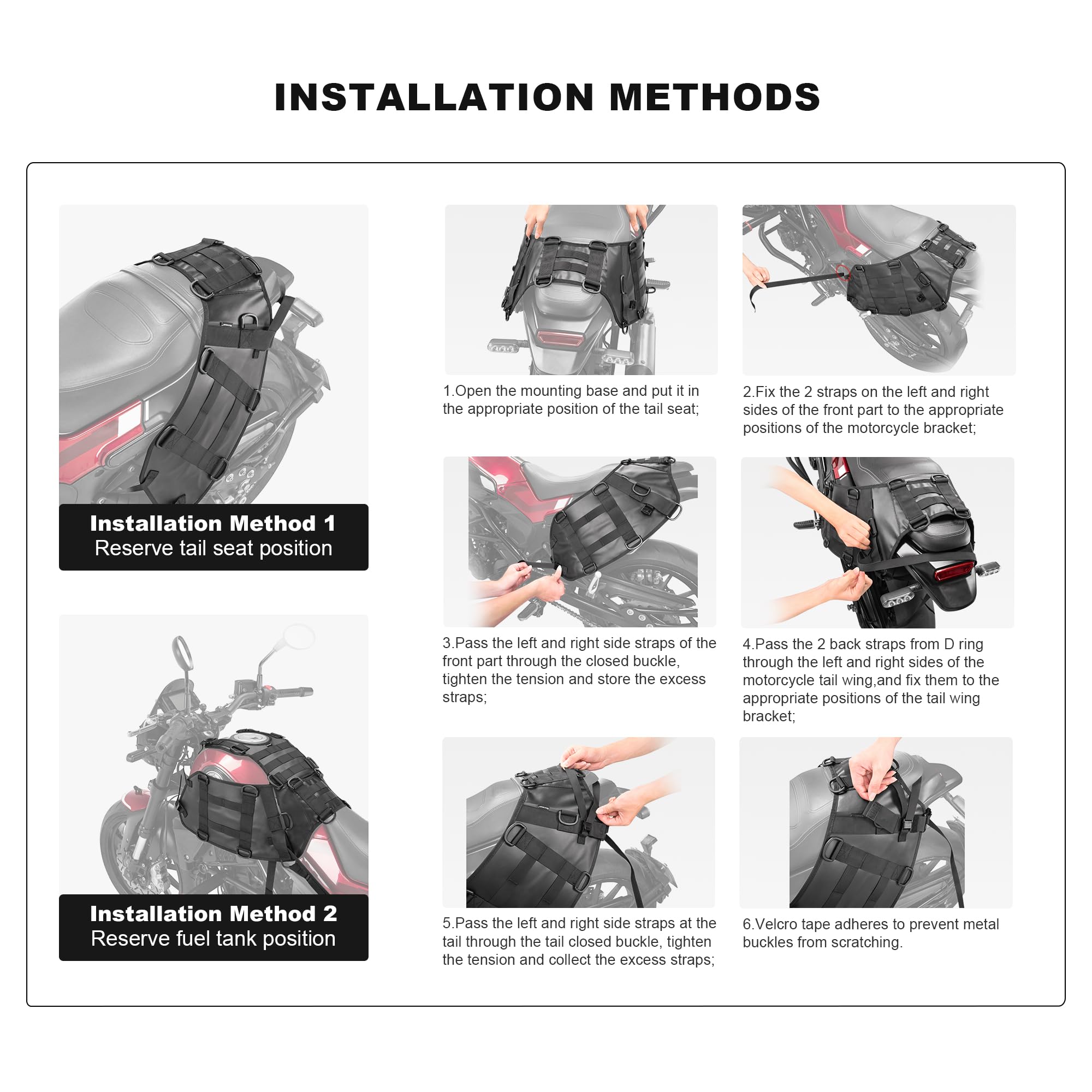 WILD HEART Motorcycle Tank Mount for Bags & Walkie Talkie - Durable Riding Accessory