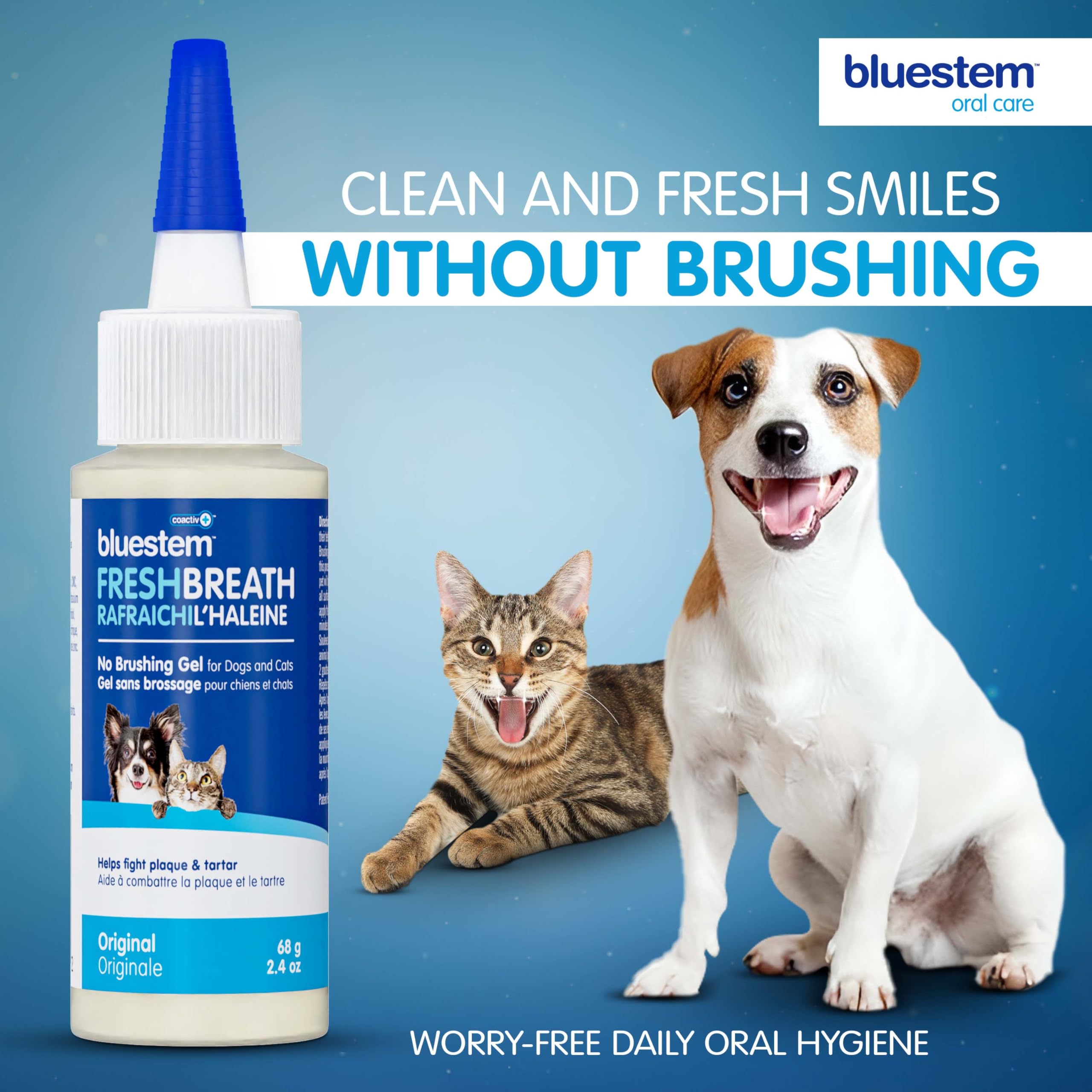 BluestemTM No Brush Dog Dental Gel - Fresh Breath & Plaque Tartar Control for Dogs | Brushless Toothpaste for Easy Oral Care | Perfect for Daily Use & Anxious Pets