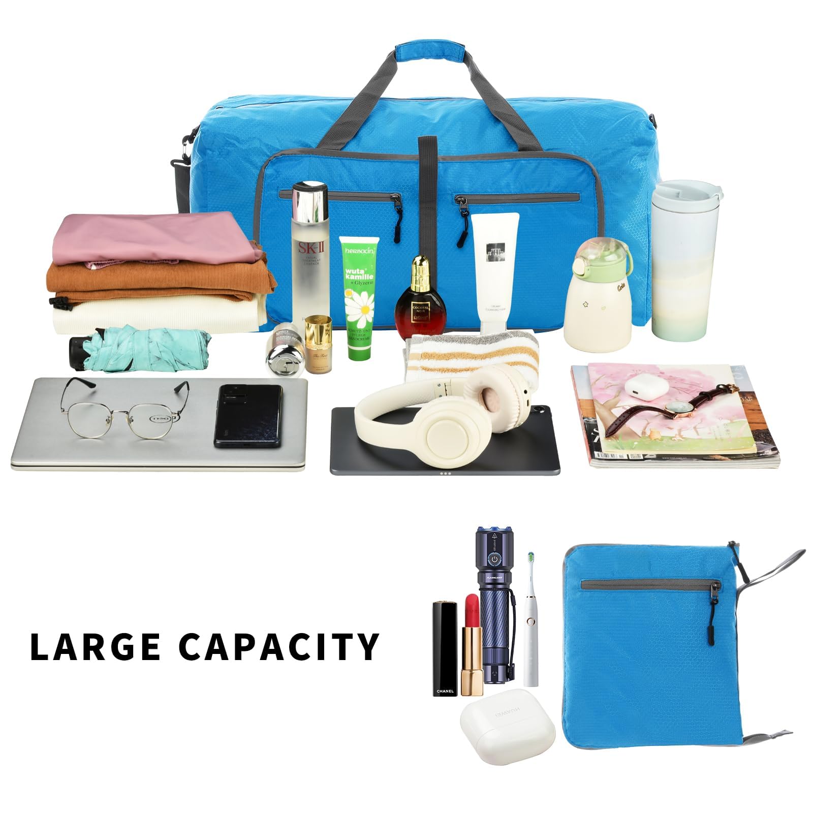 Felipe Varela Duffle Bag with Shoes Compartment & Adjustable Strap - Foldable Waterproof Travel Duffel Bag for Men & Women - Perfect for Gym, Weekend Trips & Air Travel