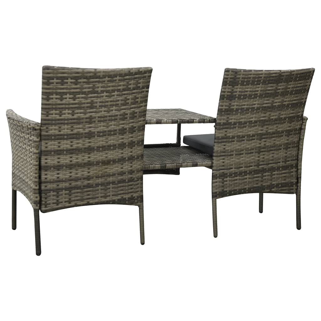 All-Weather Outdoor Wicker Furniture Set - 2-Seater Garden Sofa with Tea Table & Stools, Poly Rattan Gray with Washable Cushion Covers (Fast Shipping) - Perfect for Patio, Backyard, Poolside & Garden Relaxation