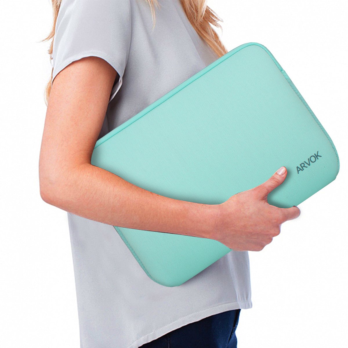 Premium 13-14 Inch Laptop Sleeve for MacBook Pro/Air, HP, Dell, Lenovo, Asus, Acer - Water-Resistant Protective Case with Soft Interior | Ideal for Travel, Office & School Use in Light Green