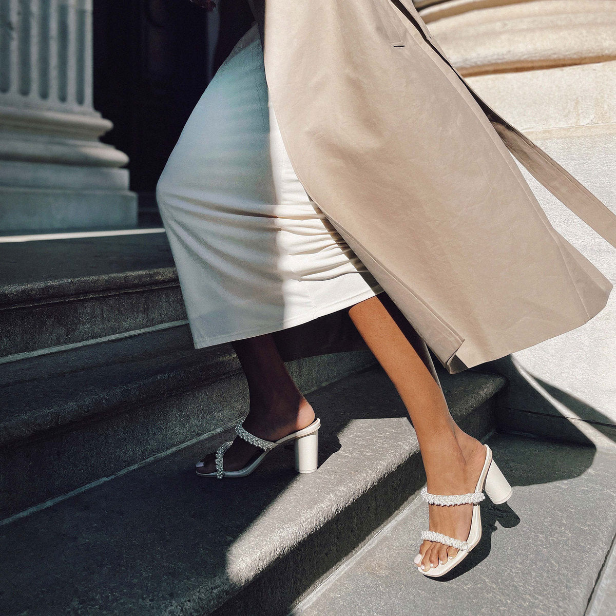 NOEL HEELS VANILLA PEARLS - Elegant Women's High Heel Shoes with Pearl Accents | Perfect for Weddings, Parties & Special Occasions