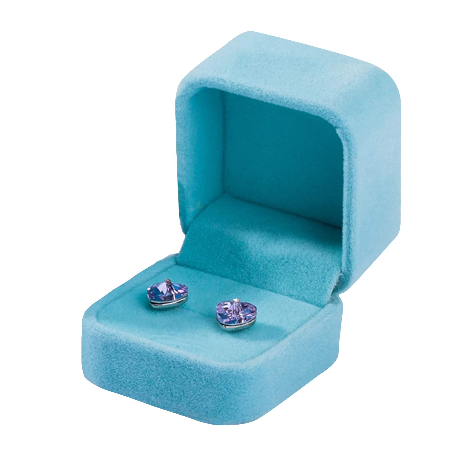 Velvet Ring Box 2 Pack - Elegant Jewelry Display Case for Earrings & Pendants - Perfect Gift Box for Rings & Jewelry (Blue) - Wedding, Engagement & Jewelry Store Presentation