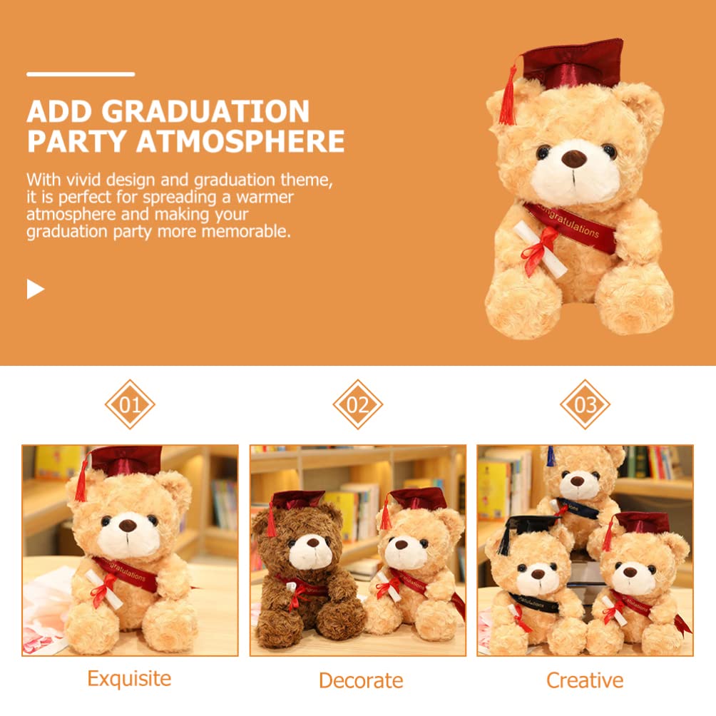 TOYANDONA 9 Inch Graduation Teddy Bear Plush Toy - Light Brown Stuffed Animal with Red Cap & Sash for 2022 Graduation Gifts | Perfect for Graduation Parties, School Ceremonies & Gift Giving