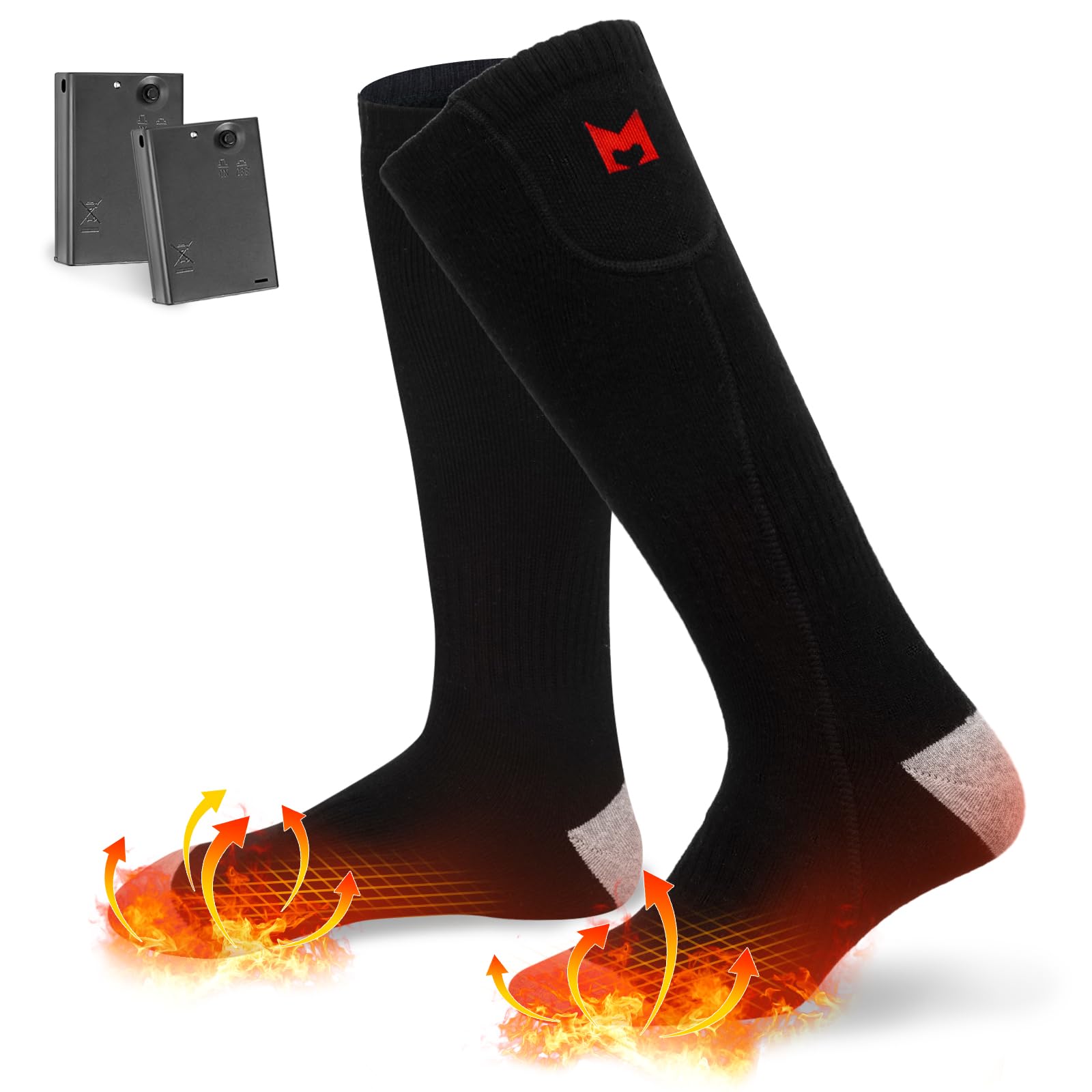Electric Heated Socks for Men & Women - Rechargeable Battery Powered Winter Socks for Camping, Fishing, Cycling, Skiing & Outdoor Activities - Keep Feet Warm in Cold Weather