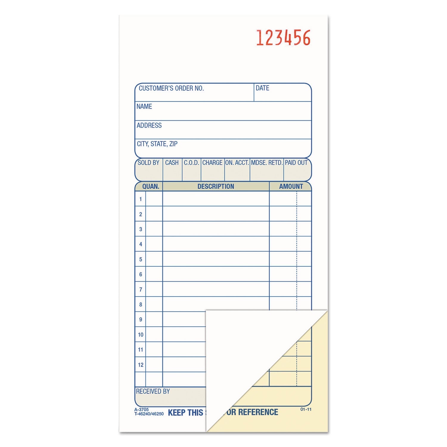 Adams® Multipart Sales Order Pad - 2-Part Carbonless, 12 Lines per Form, 3.34