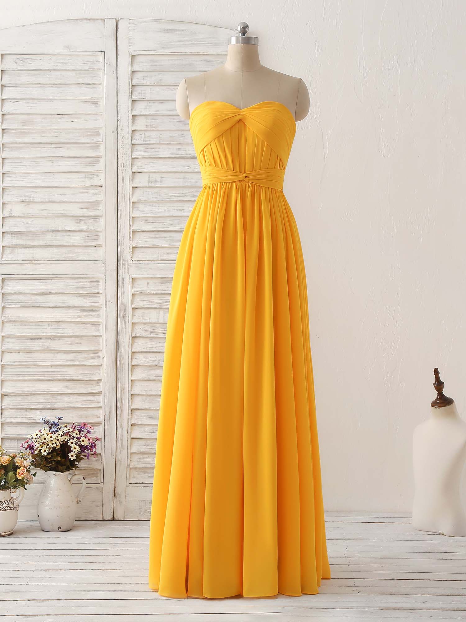 Elegant Yellow Chiffon Long Prom Dress for Bridesmaids - Perfect for Weddings, Formal Events & Evening Parties