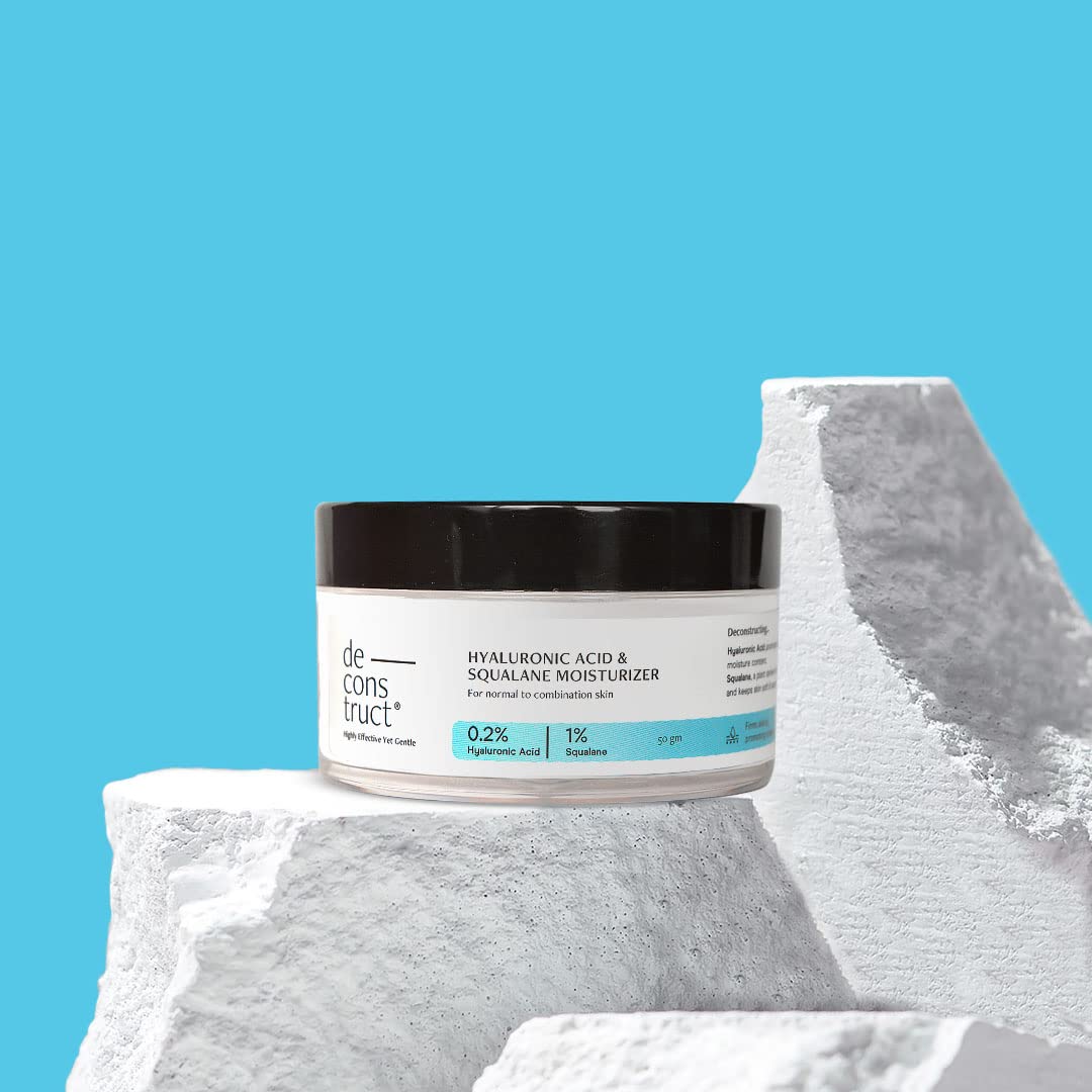 Deconstruct Hyaluronic Acid & Squalane Moisturizer - 0.2% Hyaluronic Acid & 1% Squalane - Lightweight Face Cream for Normal Skin - Long-Lasting Hydration Without Greasiness - 50g - Perfect for Daily Skincare Routine & Dry Skin Relief