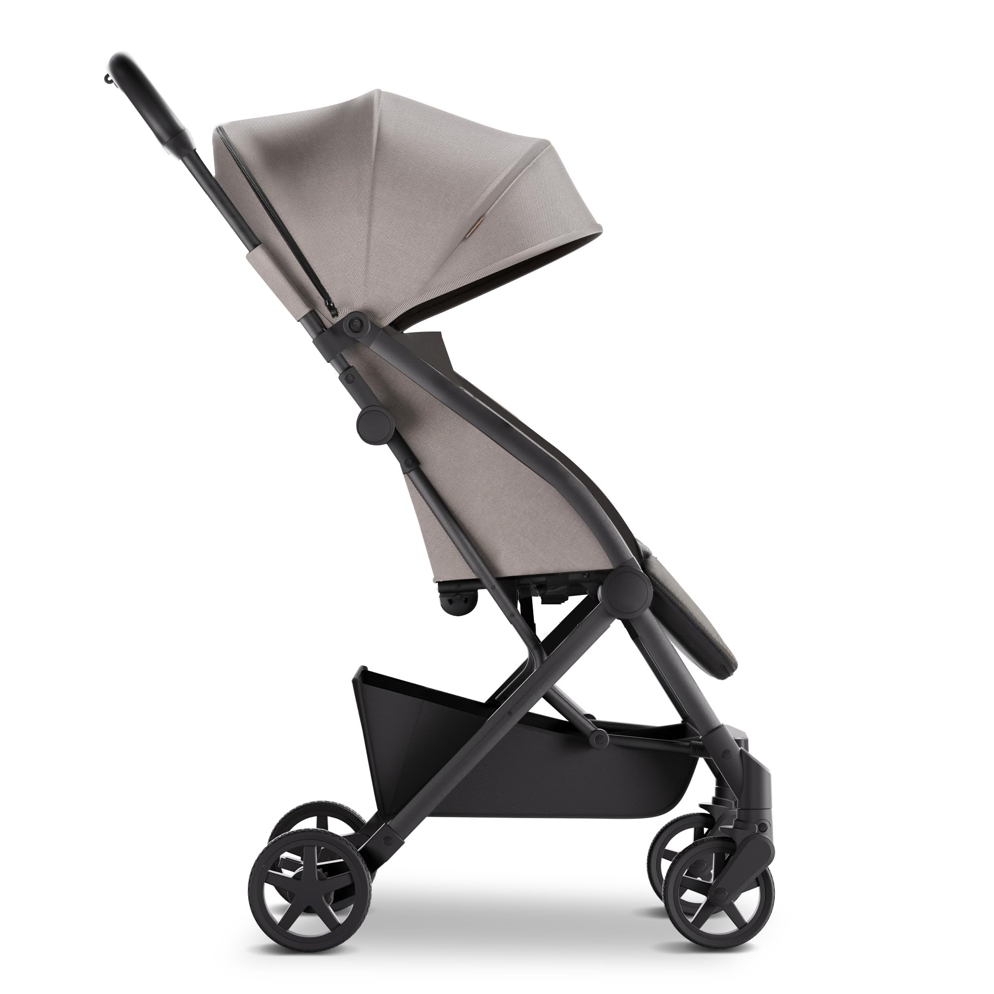 Mompush Lithe V2 Lightweight Compact Travel Stroller with Snack Tray, Cup Holder & Rain Cover - Airplane Approved, One-Hand Fold, Near Flat Recline - Perfect for Air Travel, City Walks & Shopping Trips
